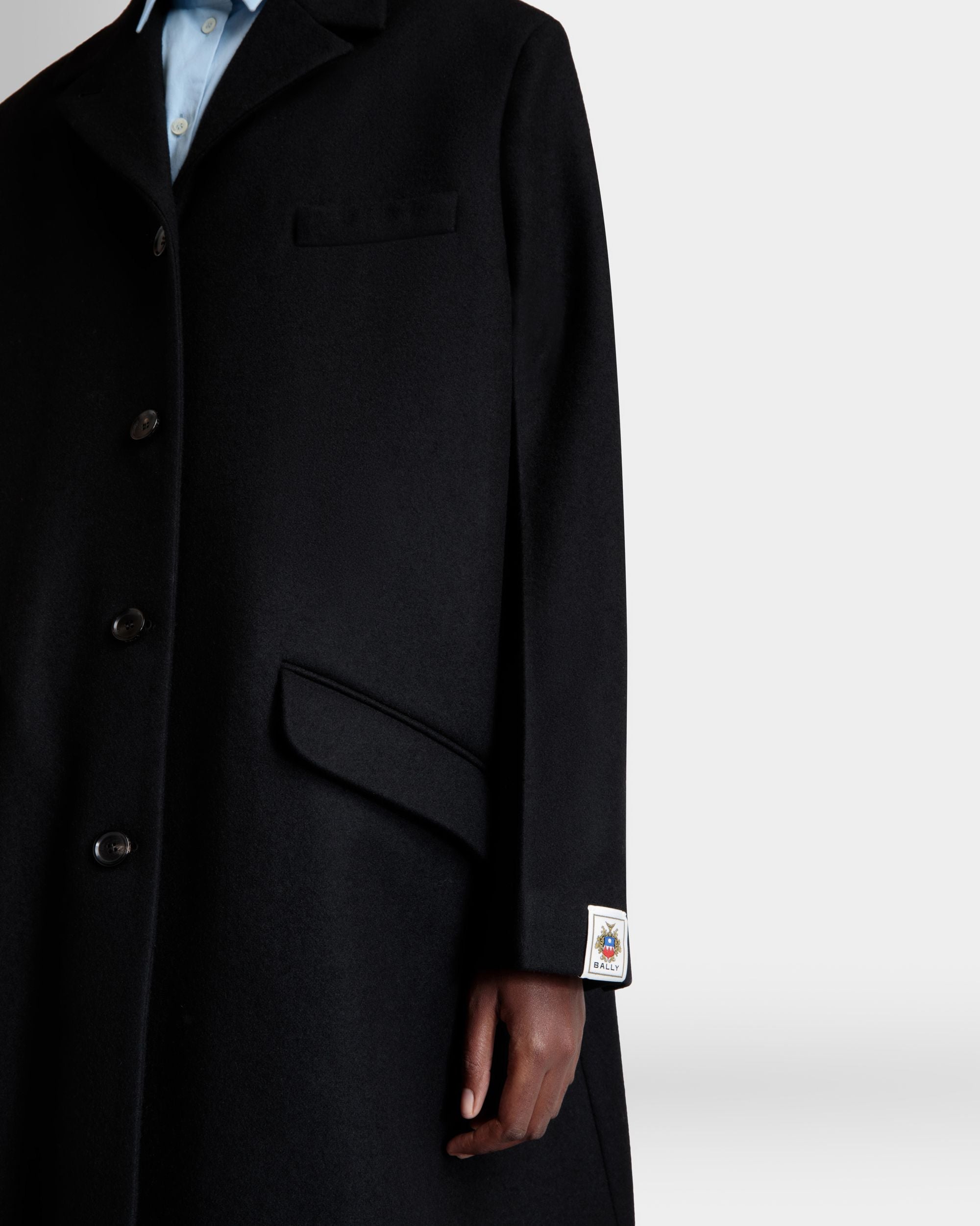 Bally Global - Single-Breasted Coat In Black Wool Blend - Black