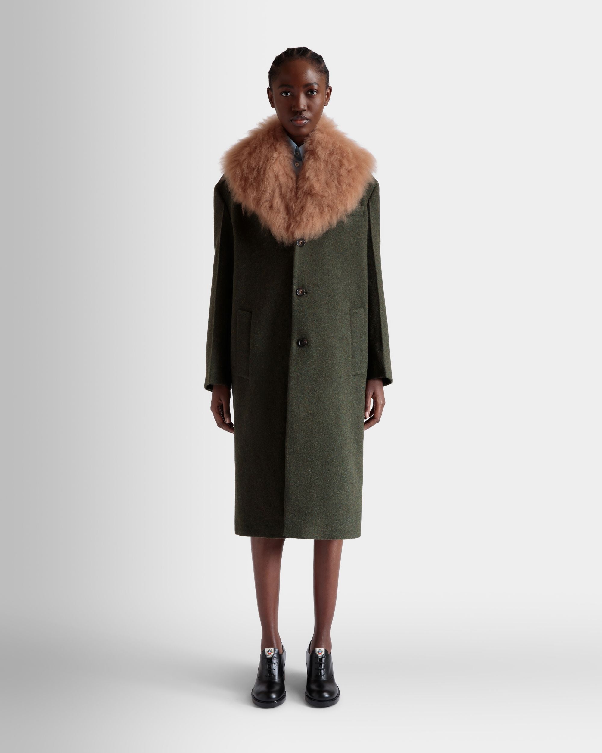 Bally Global - Single-Breasted Coat In Dark Green Wool - Green