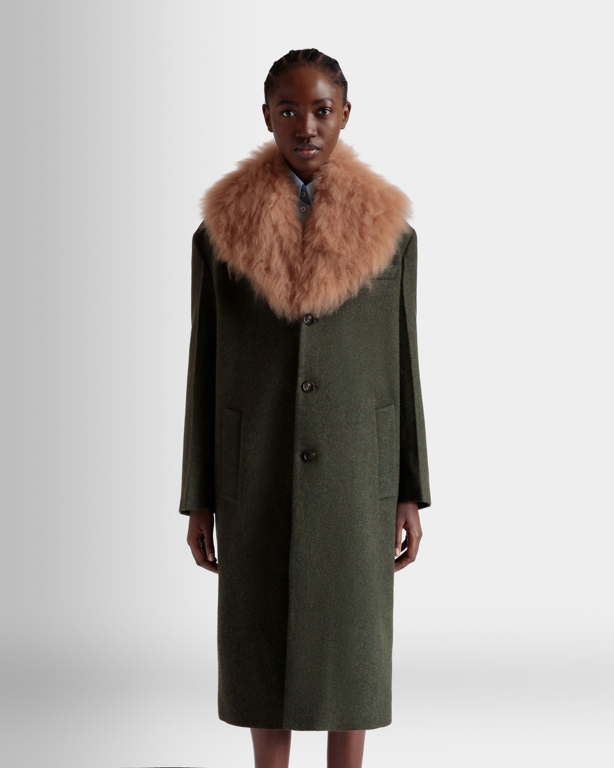 Bally Global - Single-Breasted Coat In Dark Green Wool - Green