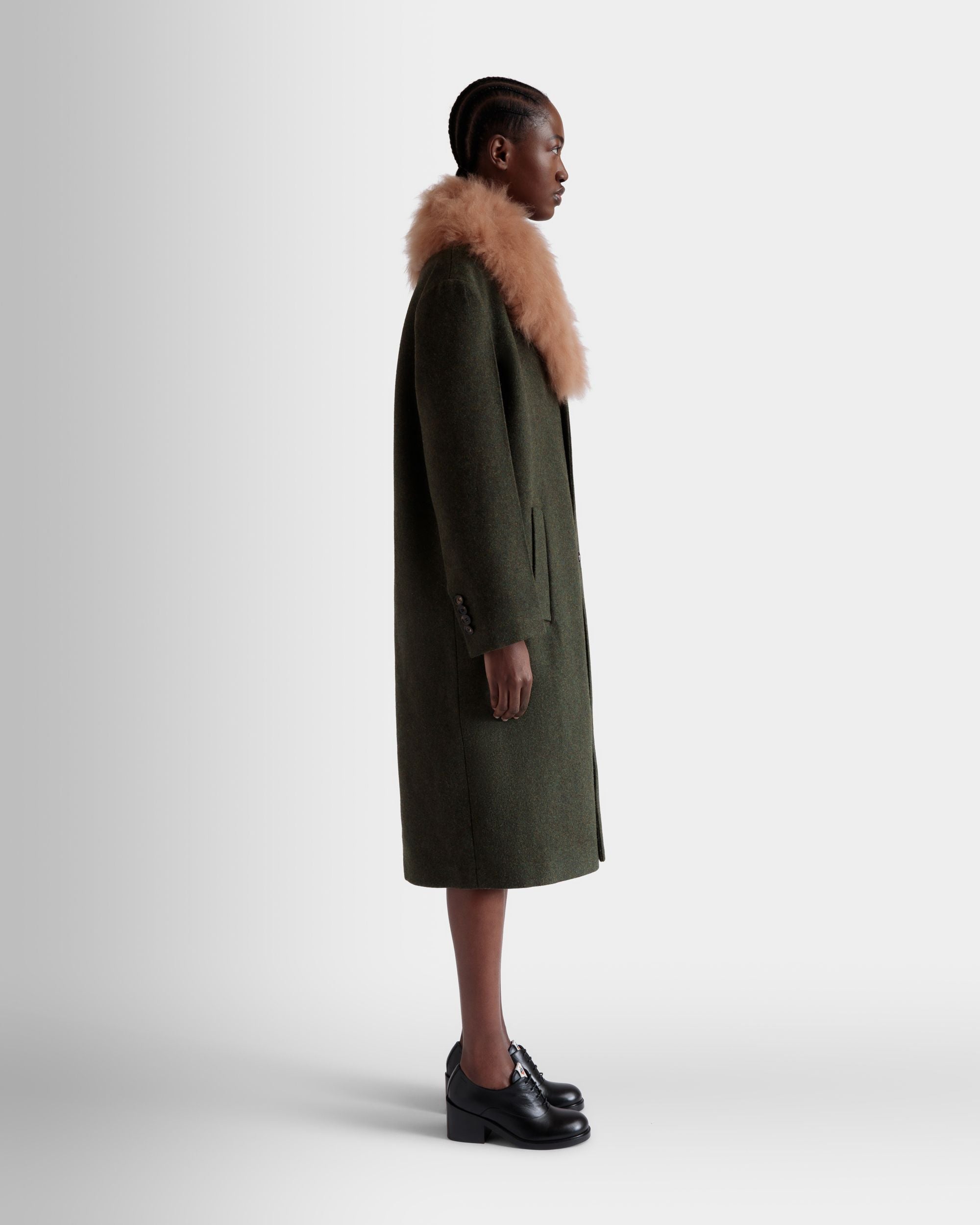 Bally Global - Single-Breasted Coat In Dark Green Wool - Green