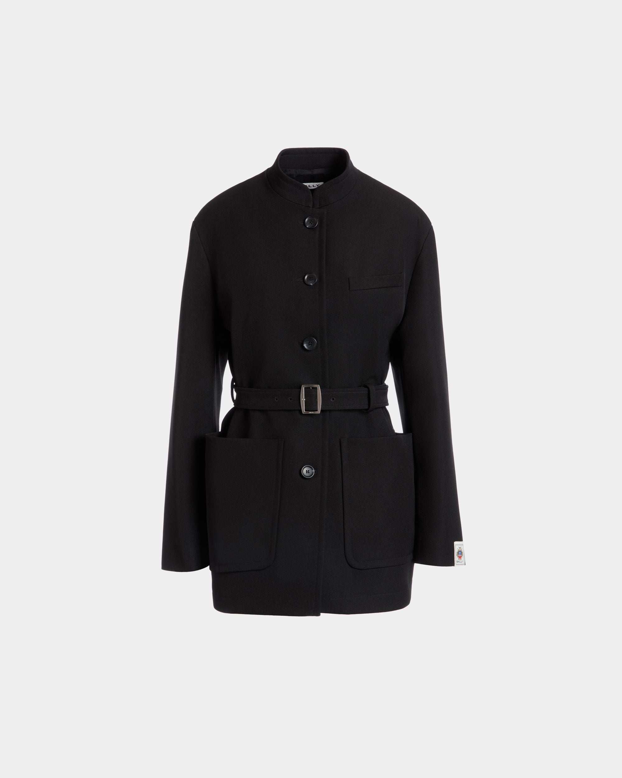 Bally Global - Belted Jacket in Black Nylon Gabardine - Black