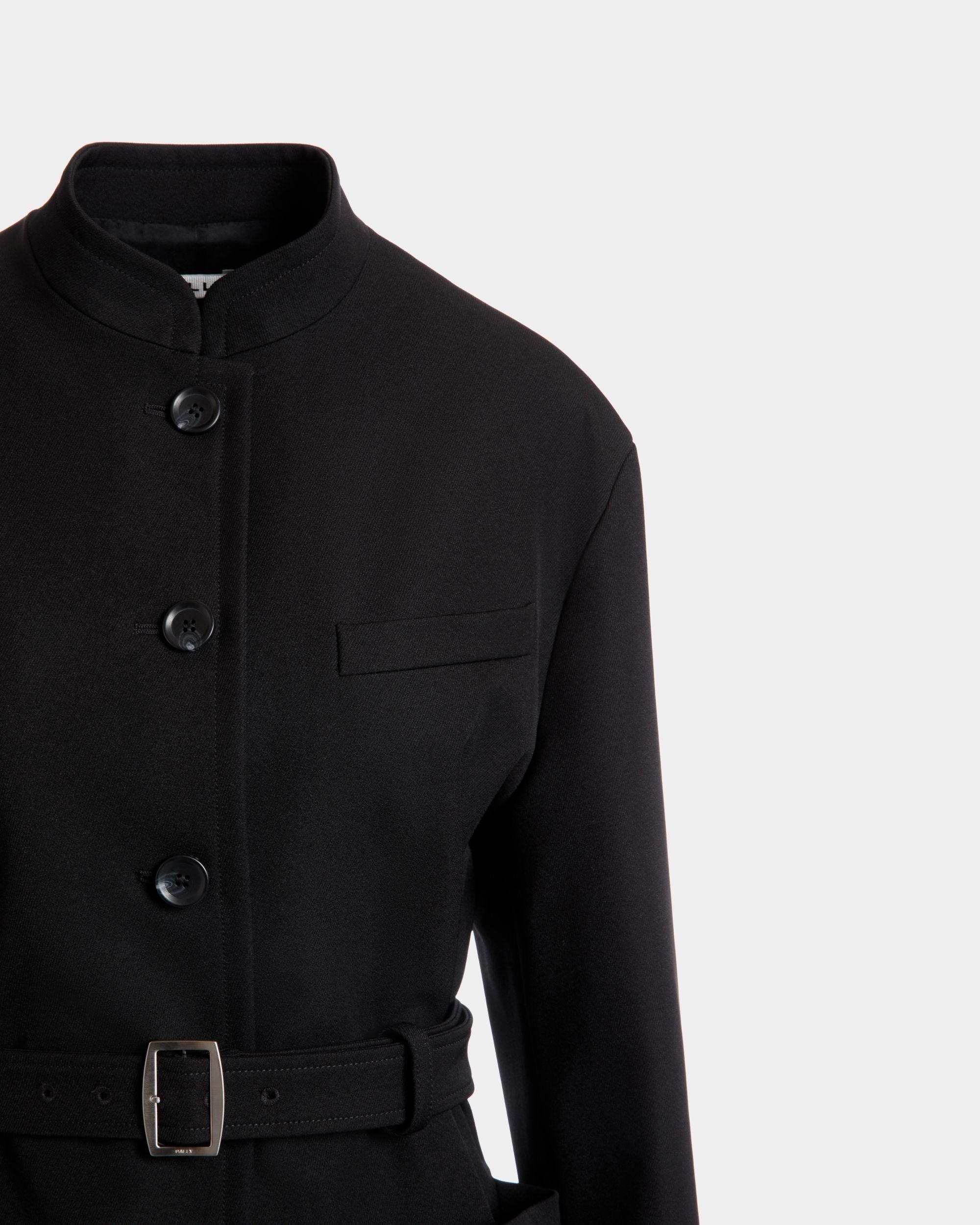 Bally Global - Belted Jacket in Black Nylon Gabardine - Black