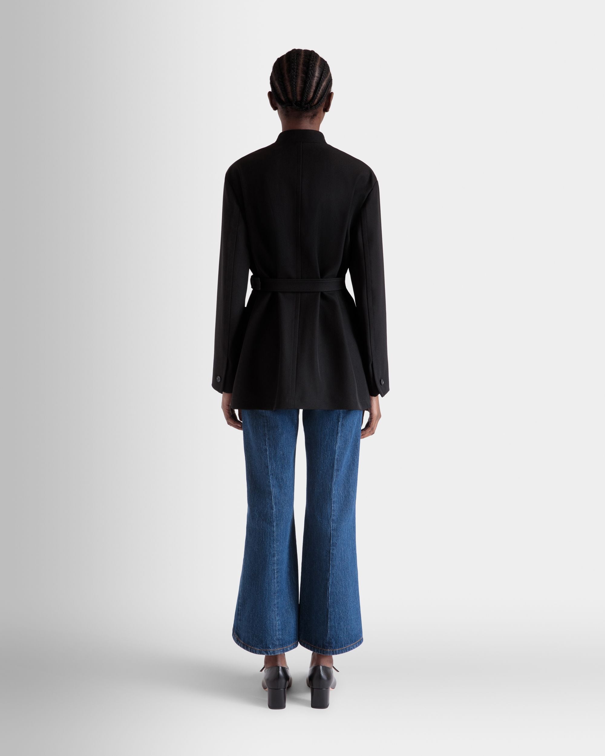Bally Global - Belted Jacket in Black Nylon Gabardine - Black
