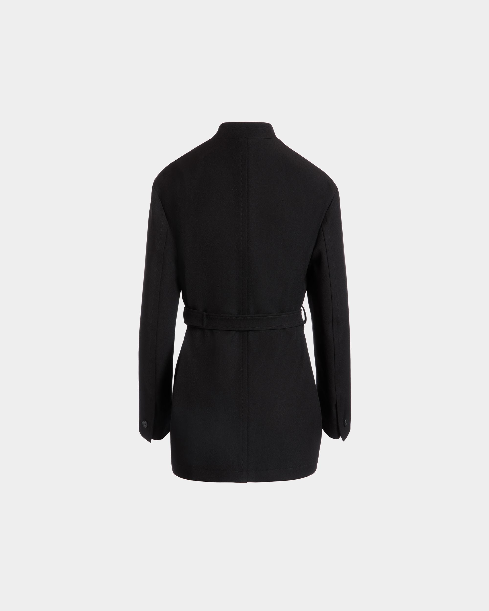 Bally Global - Belted Jacket in Black Nylon Gabardine - Black
