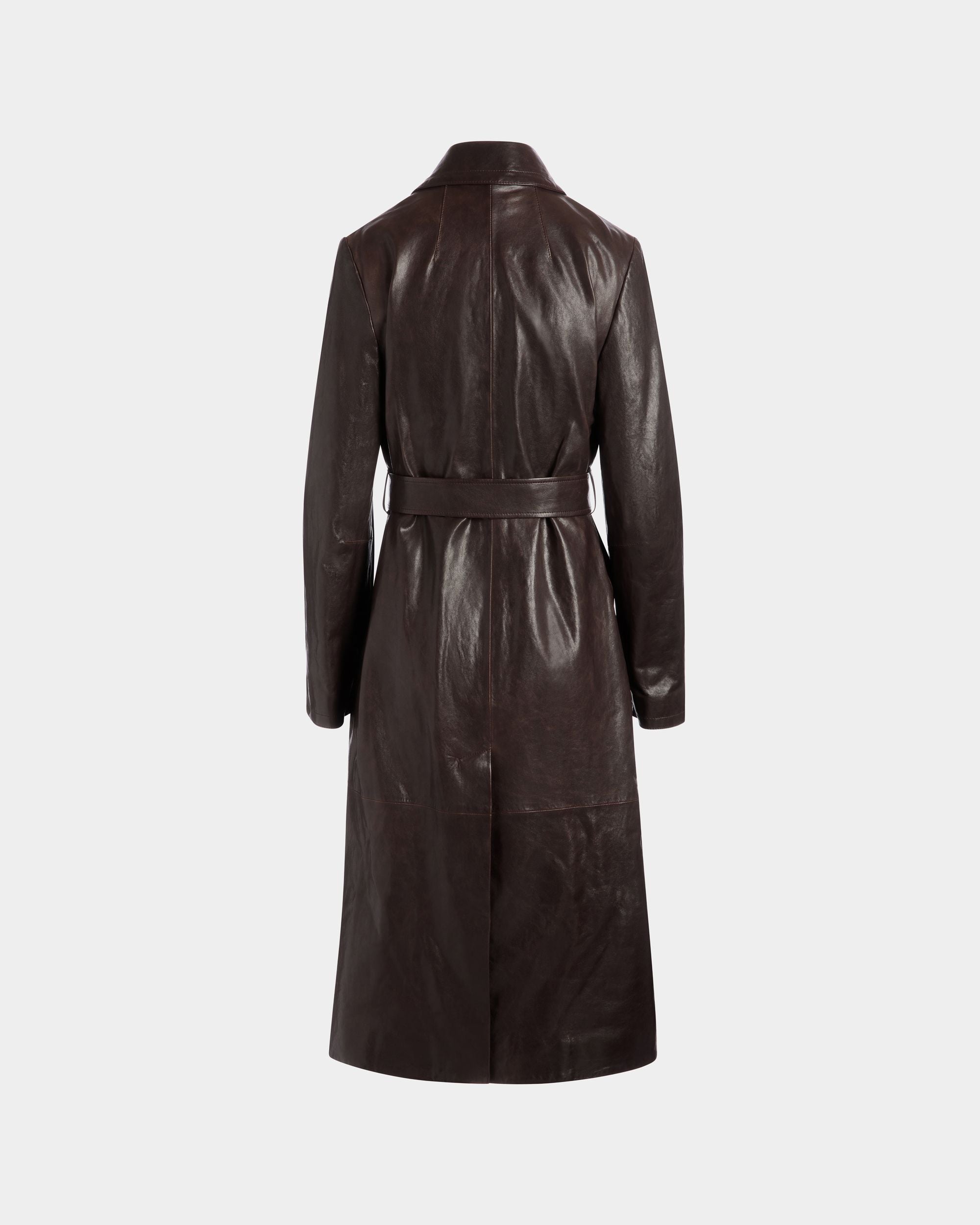 Bally Global - Belted Coat in Ebano Leather - Brown