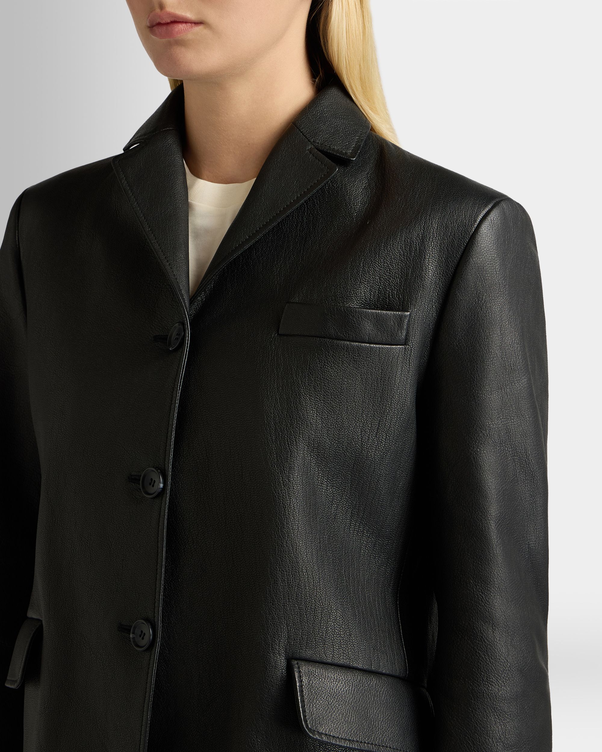 Bally Global - Blazer En Cuir Noir - Noir
