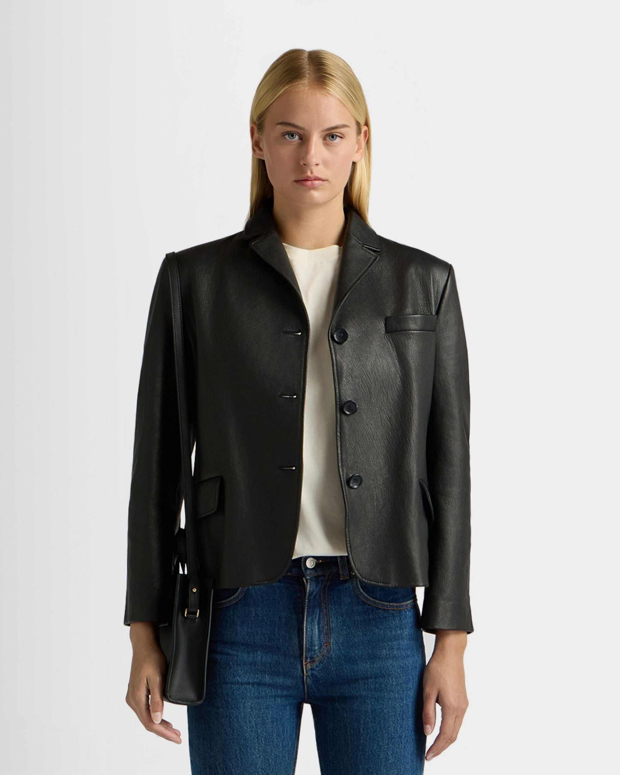 Bally Global - Blazer En Cuir Noir - Noir