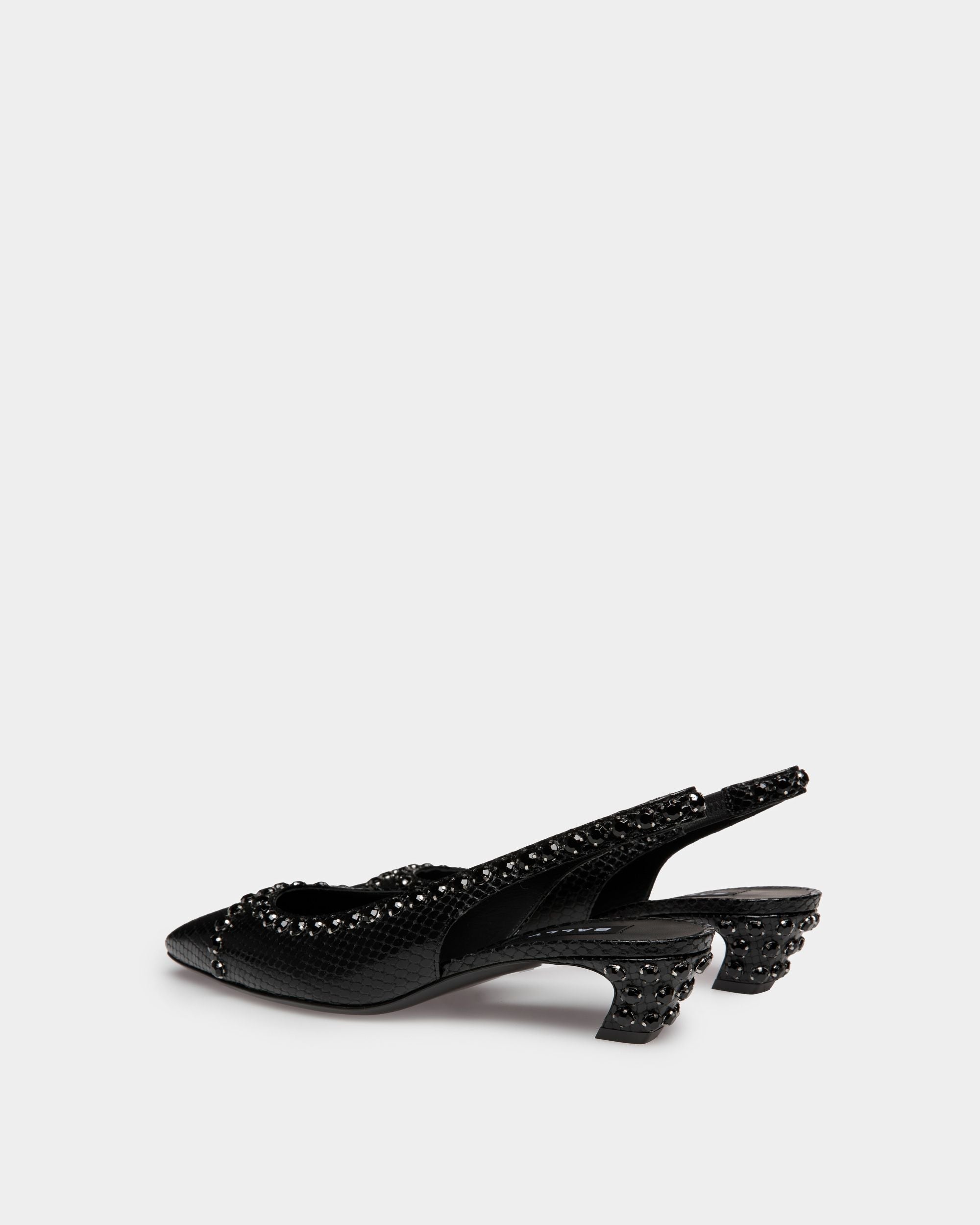 Bally Global - Zapato Destalonado Sylt De Piel Negra Con Estampado De Pitón - Negro