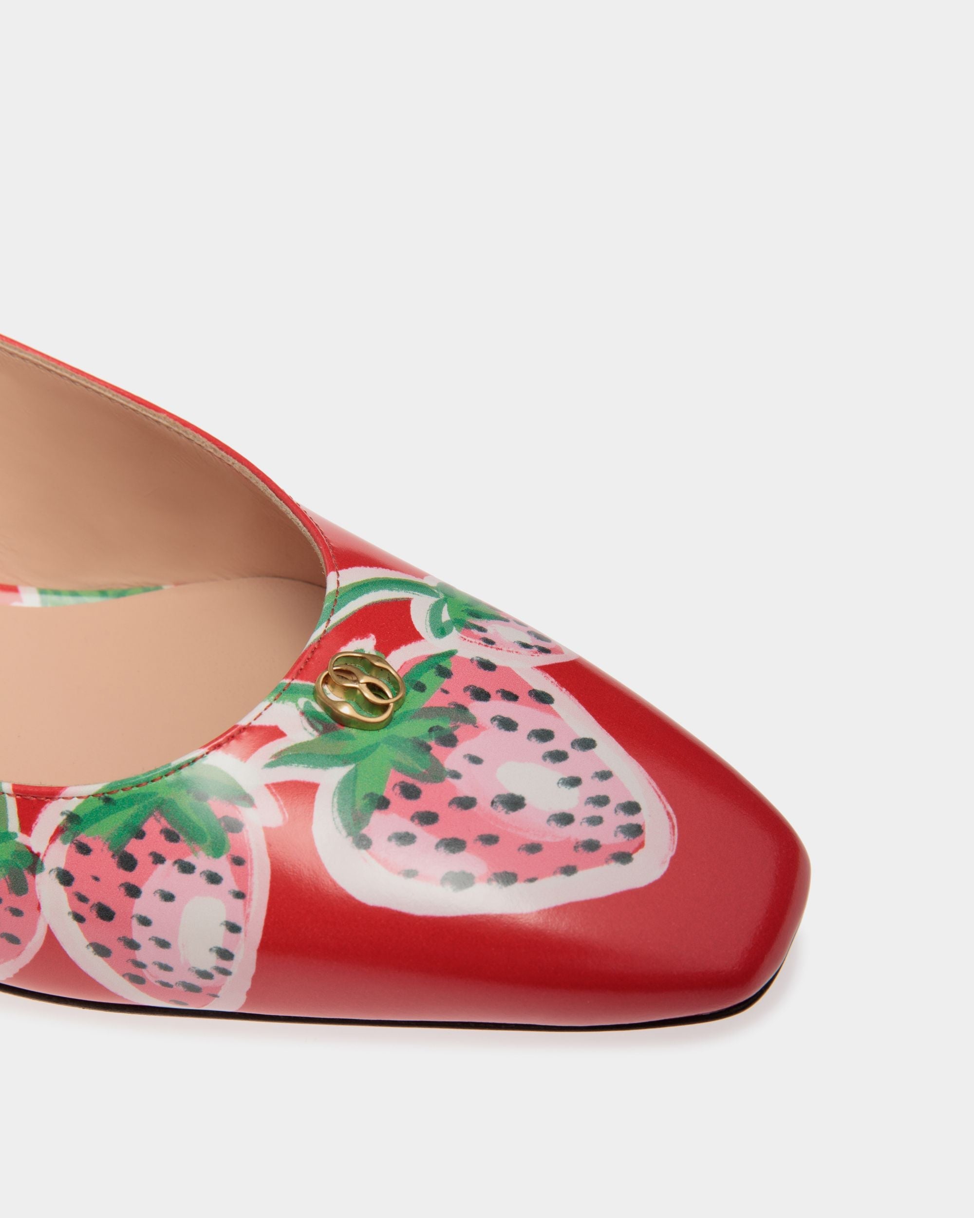 Bally Global - Sylt Slingback Pump in Strawberry Print Brushed Leather - Red