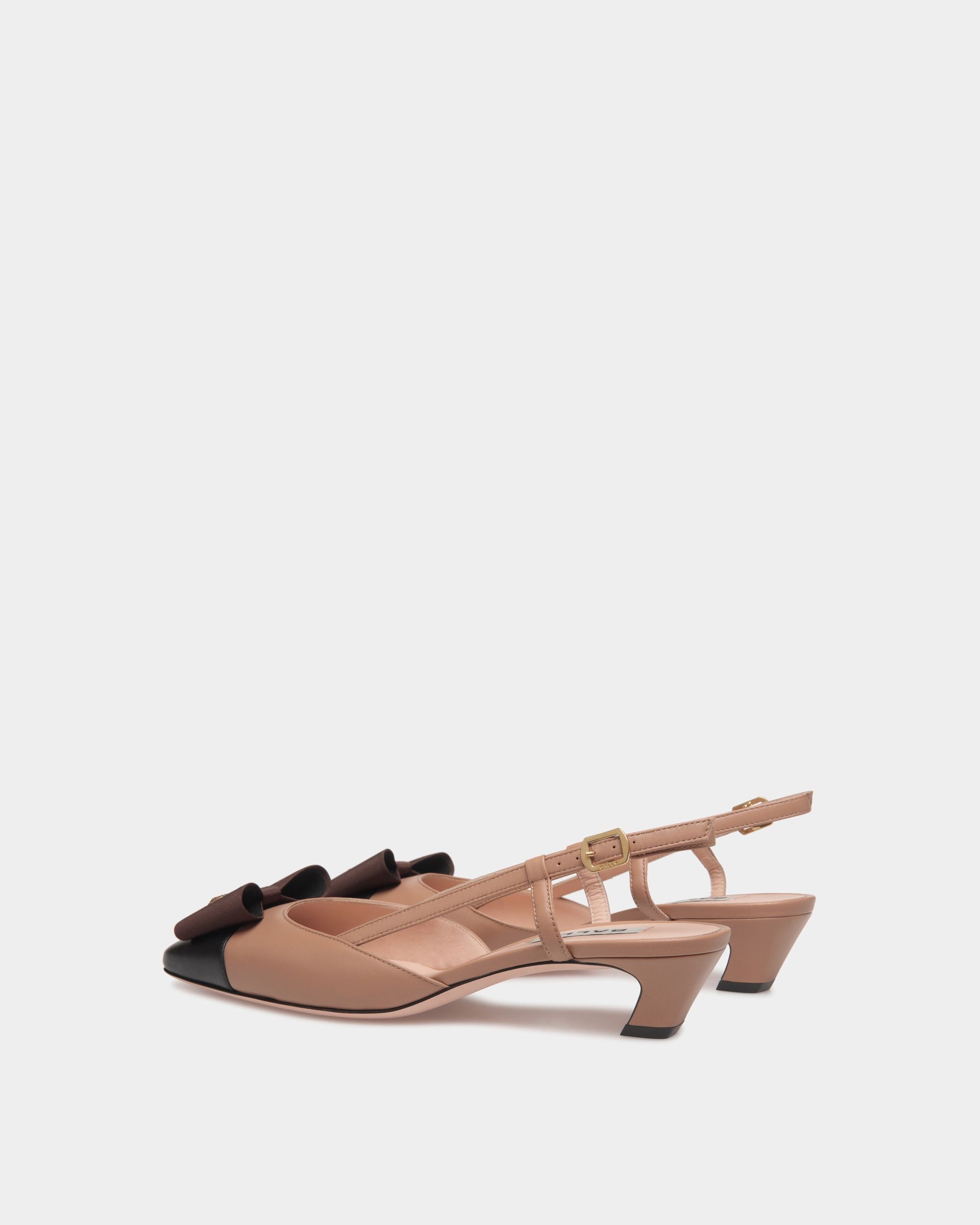 Bally Global - Escarpin Slingback B-Bow En Cuir Praline Beige - Beige