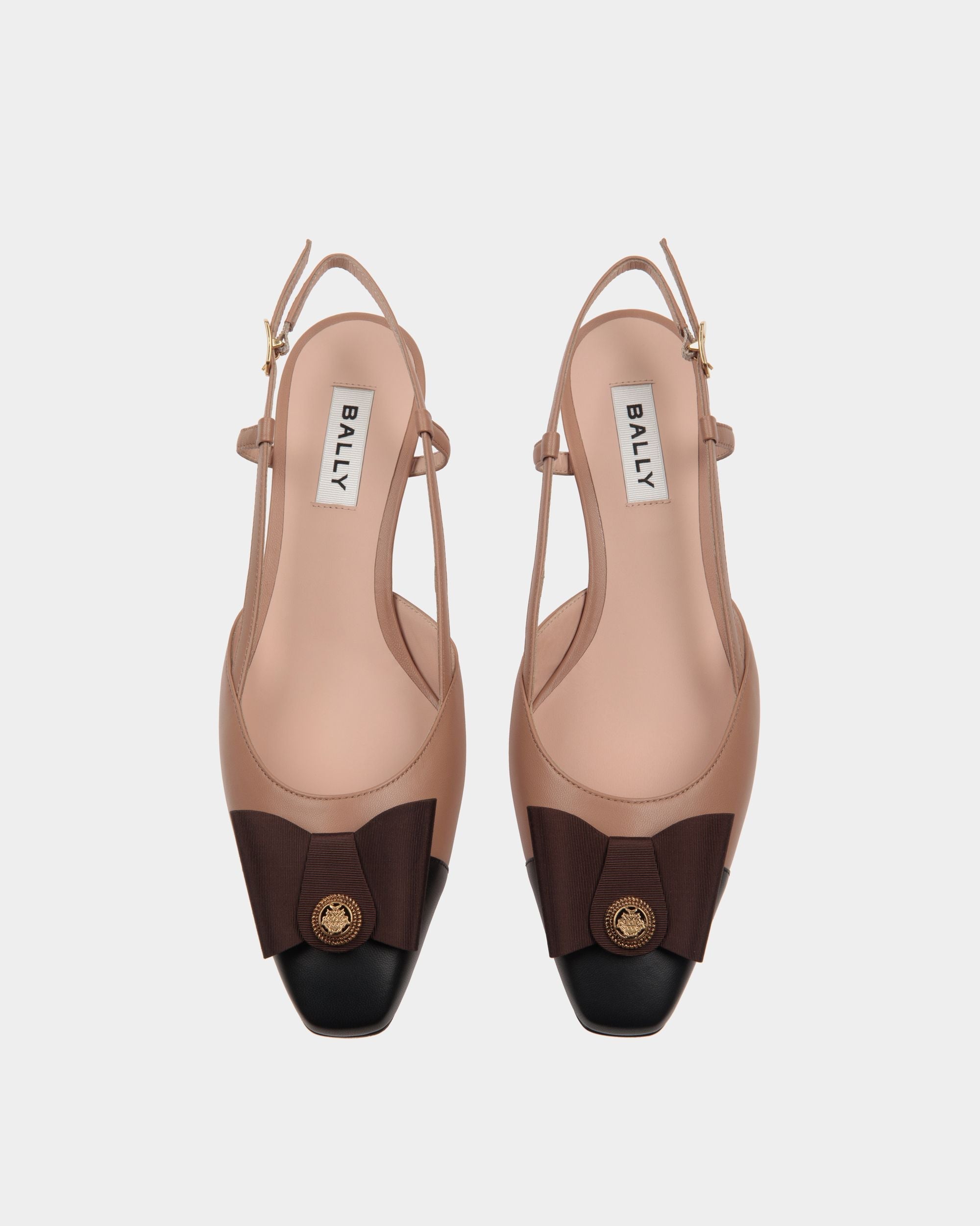 Bally Global - Escarpin Slingback B-Bow En Cuir Praline Beige - Beige