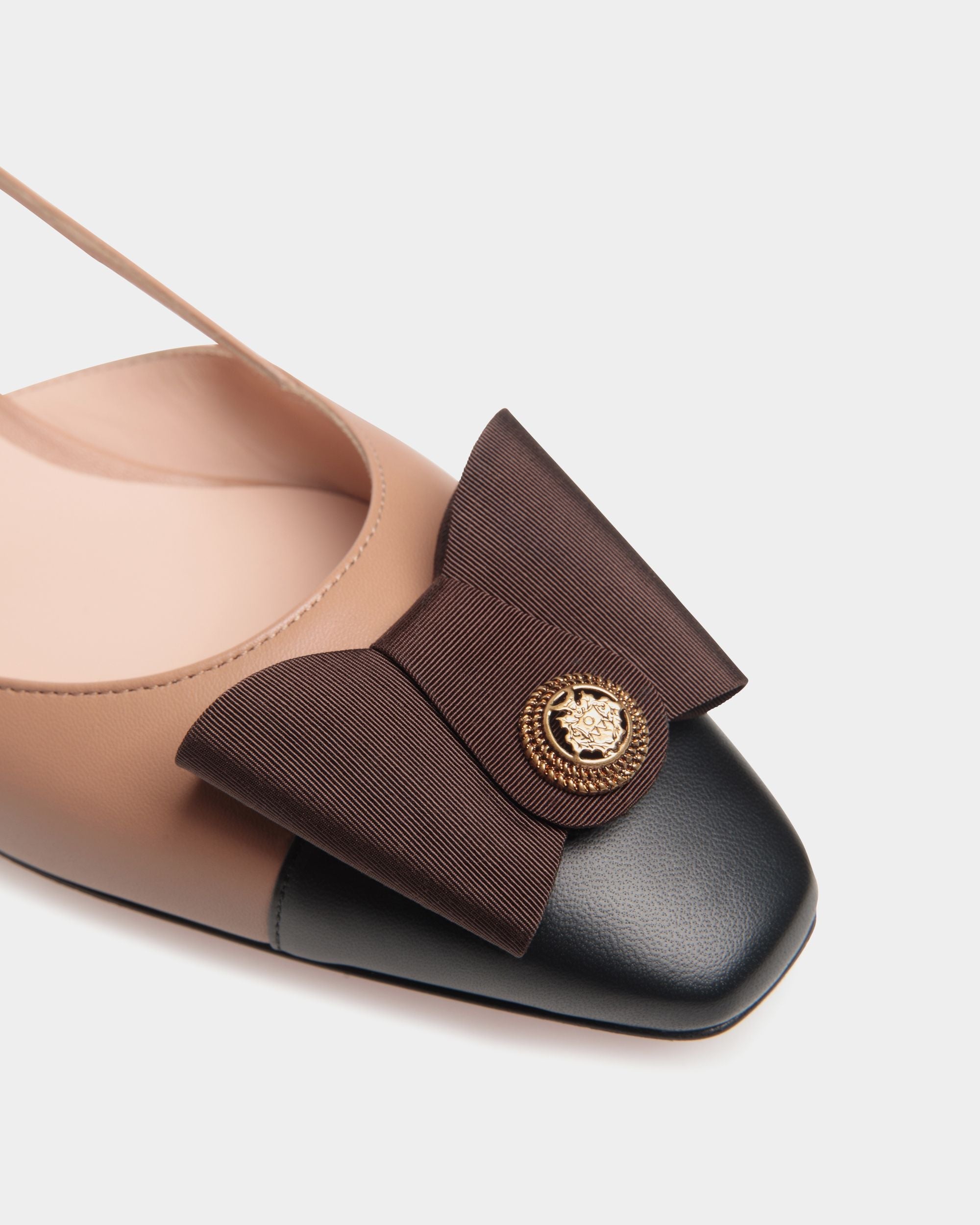 Bally Global - Escarpin Slingback B-Bow En Cuir Praline Beige - Beige