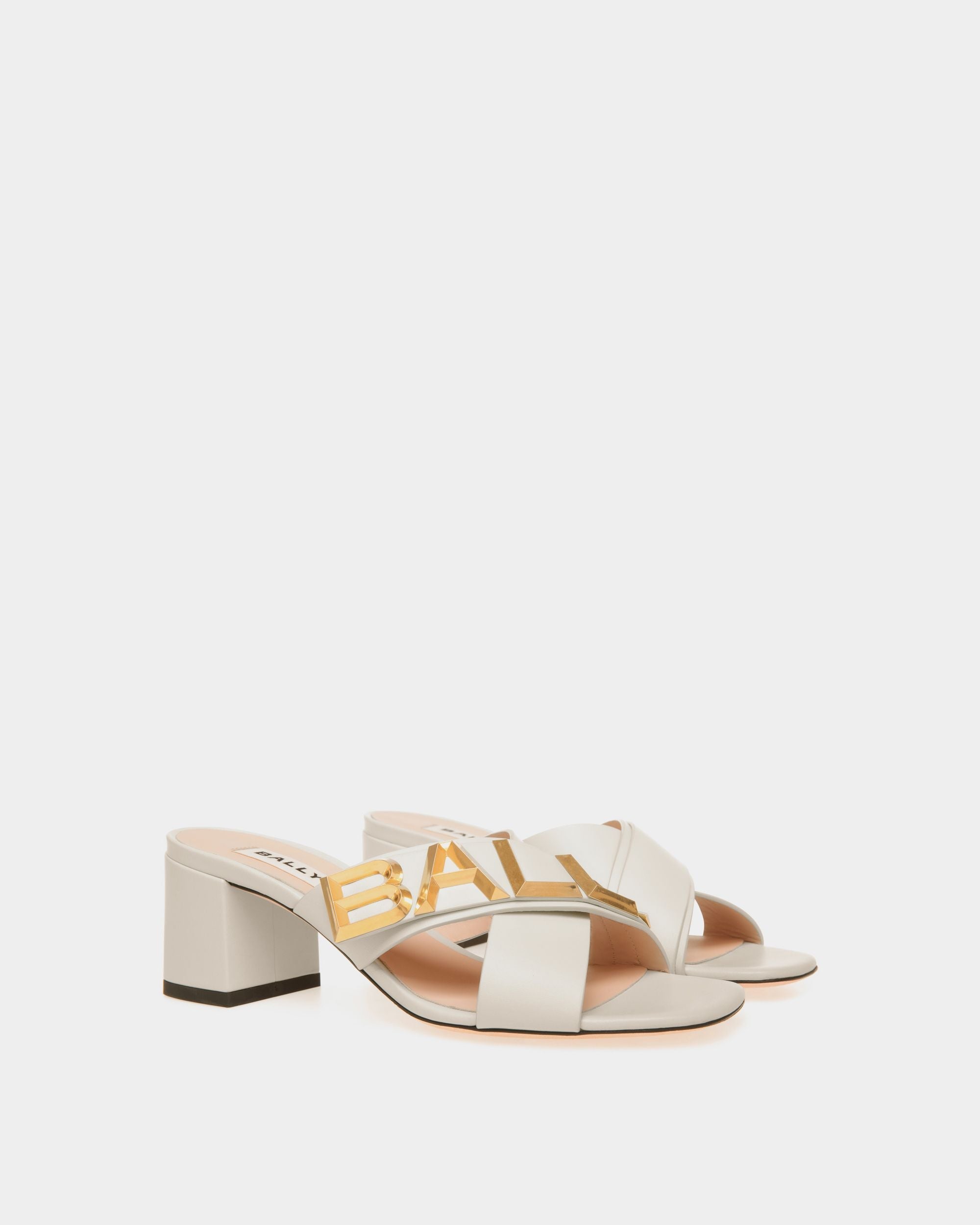 Bally Global - Mule À Talon Bally Spell En Cuir - Blanc