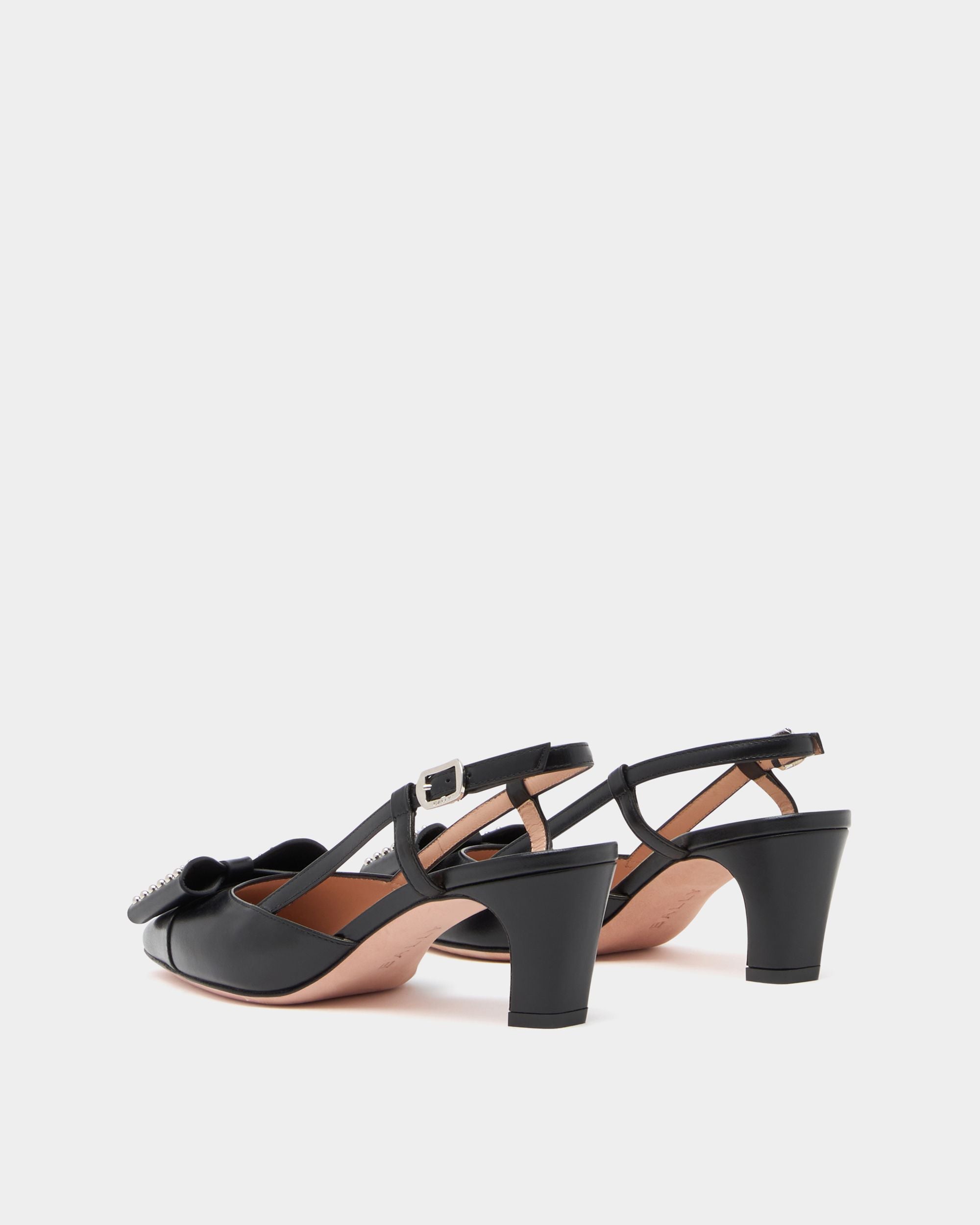 Bally Global - B-Bow Slingback Pump in Black Leather - Black