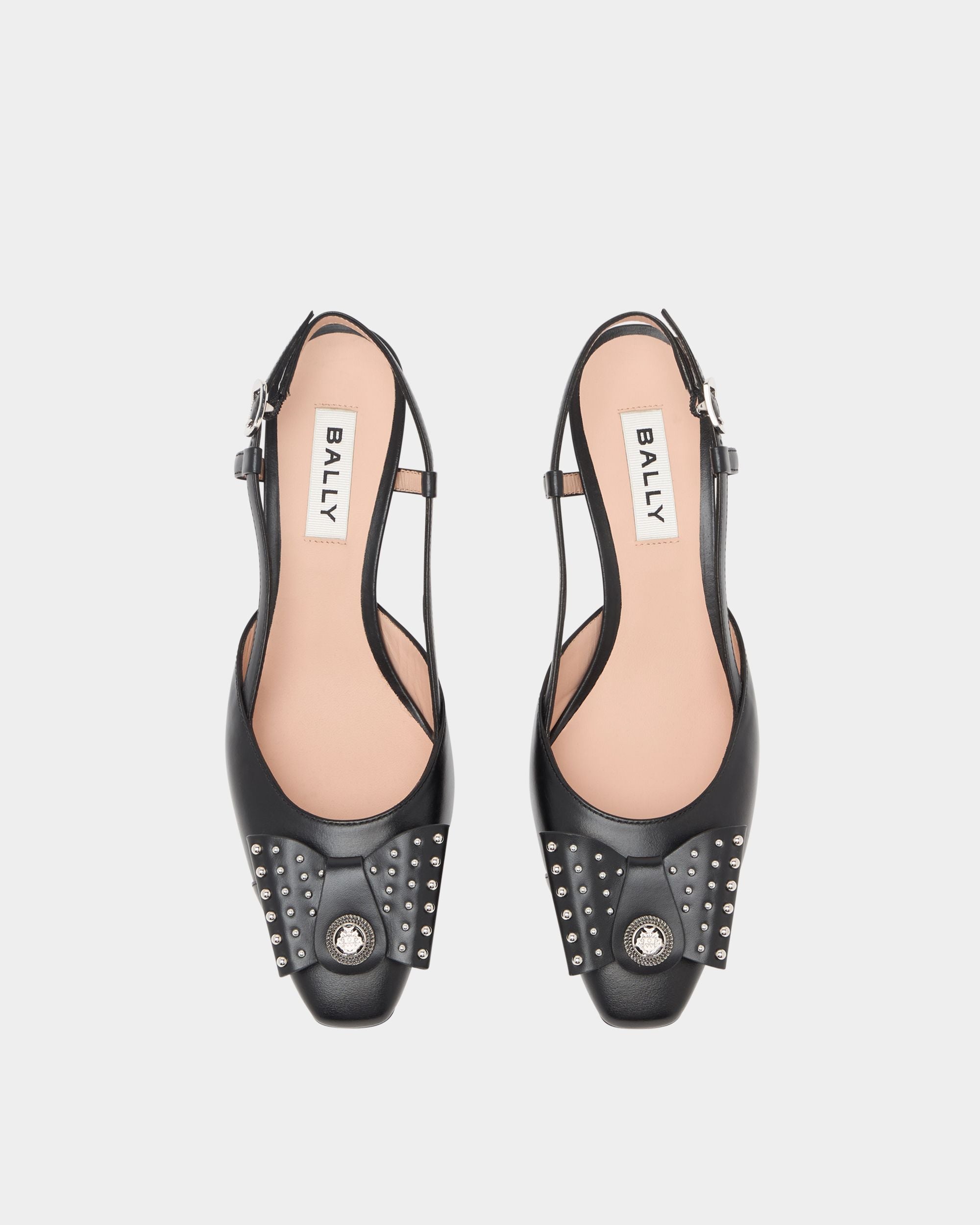 Bally Global - B-Bow Slingback Pump in Black Leather - Black