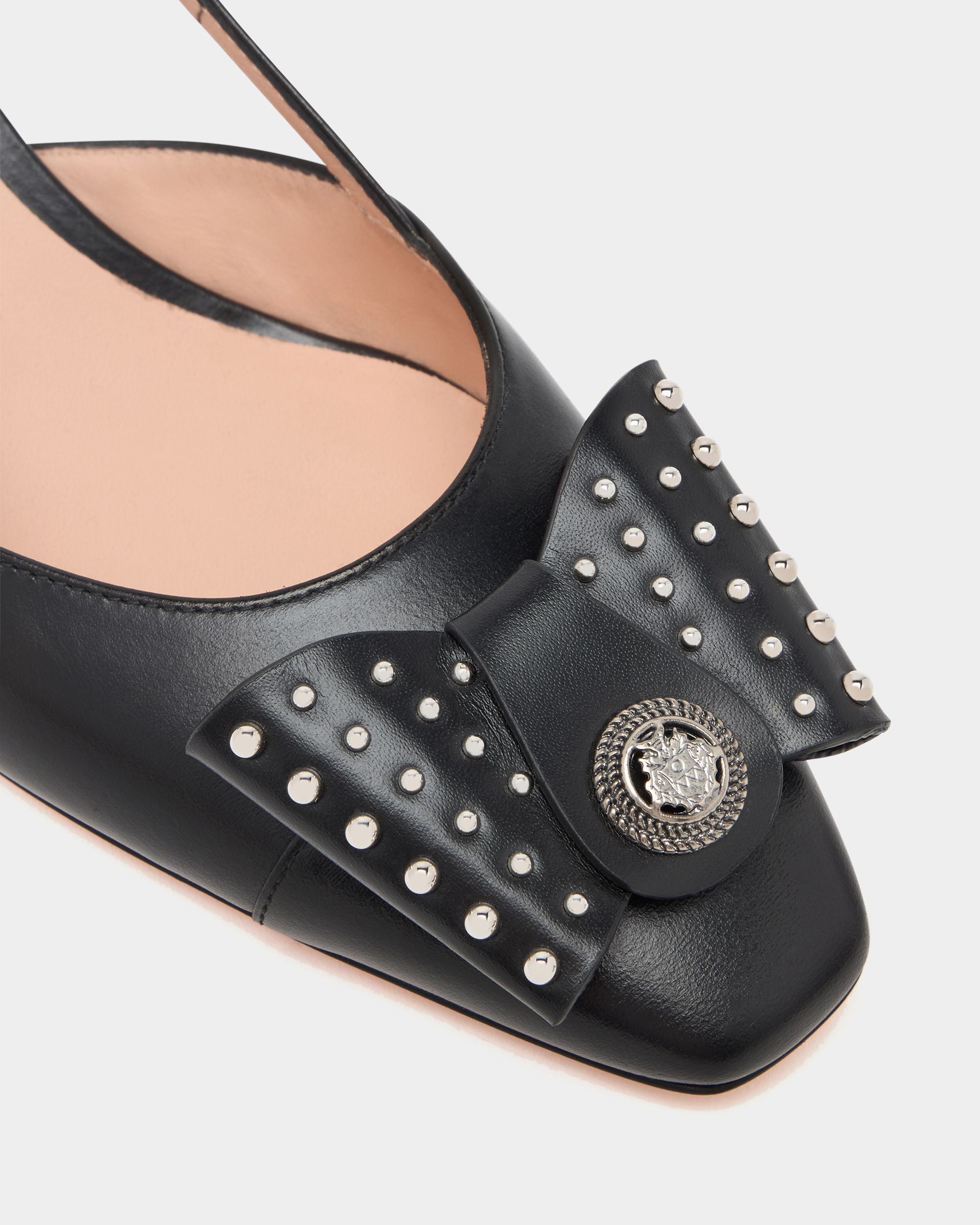 Bally Global - B-Bow Slingback Pump in Black Leather - Black