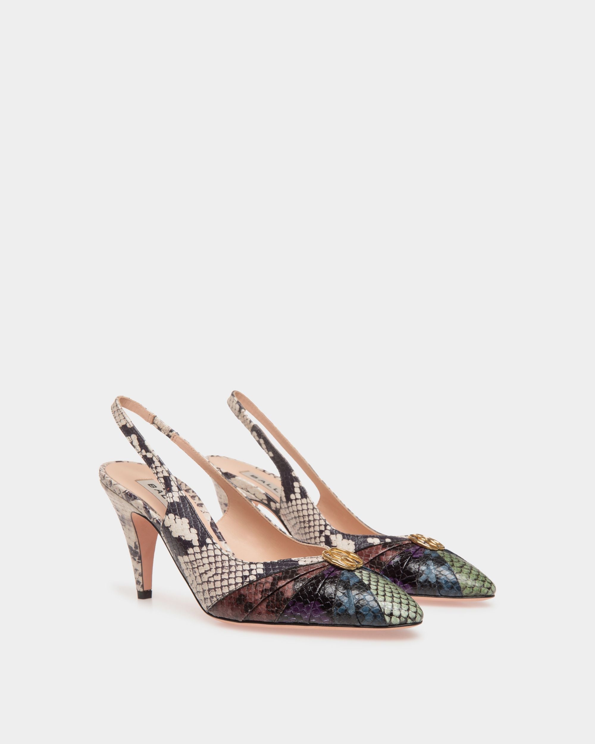 Bally Global - Jolene Slingback Pump in Multicolor Python Printed Leather - Multicolor