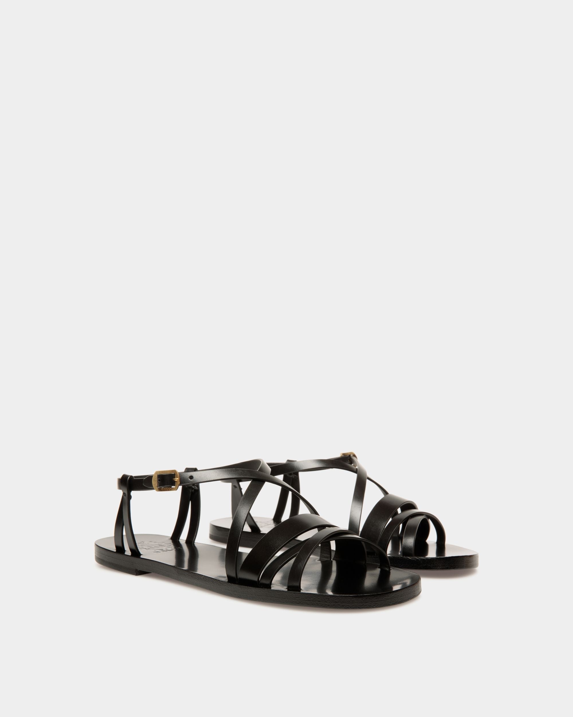 Bally Global - Salis Flat Sandal In Black Leather - Black