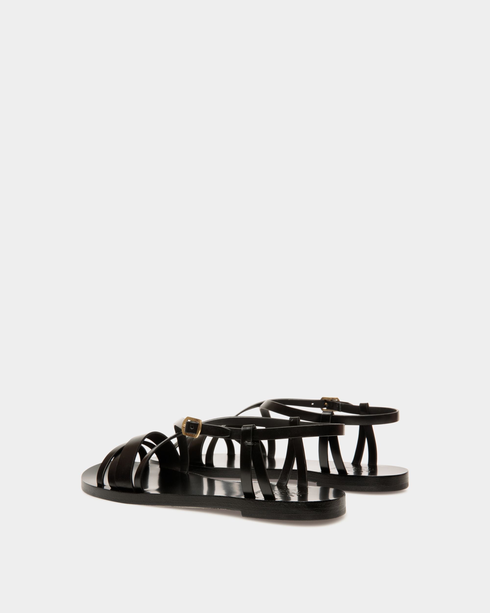 Bally Global - Salis Flat Sandal In Black Leather - Black