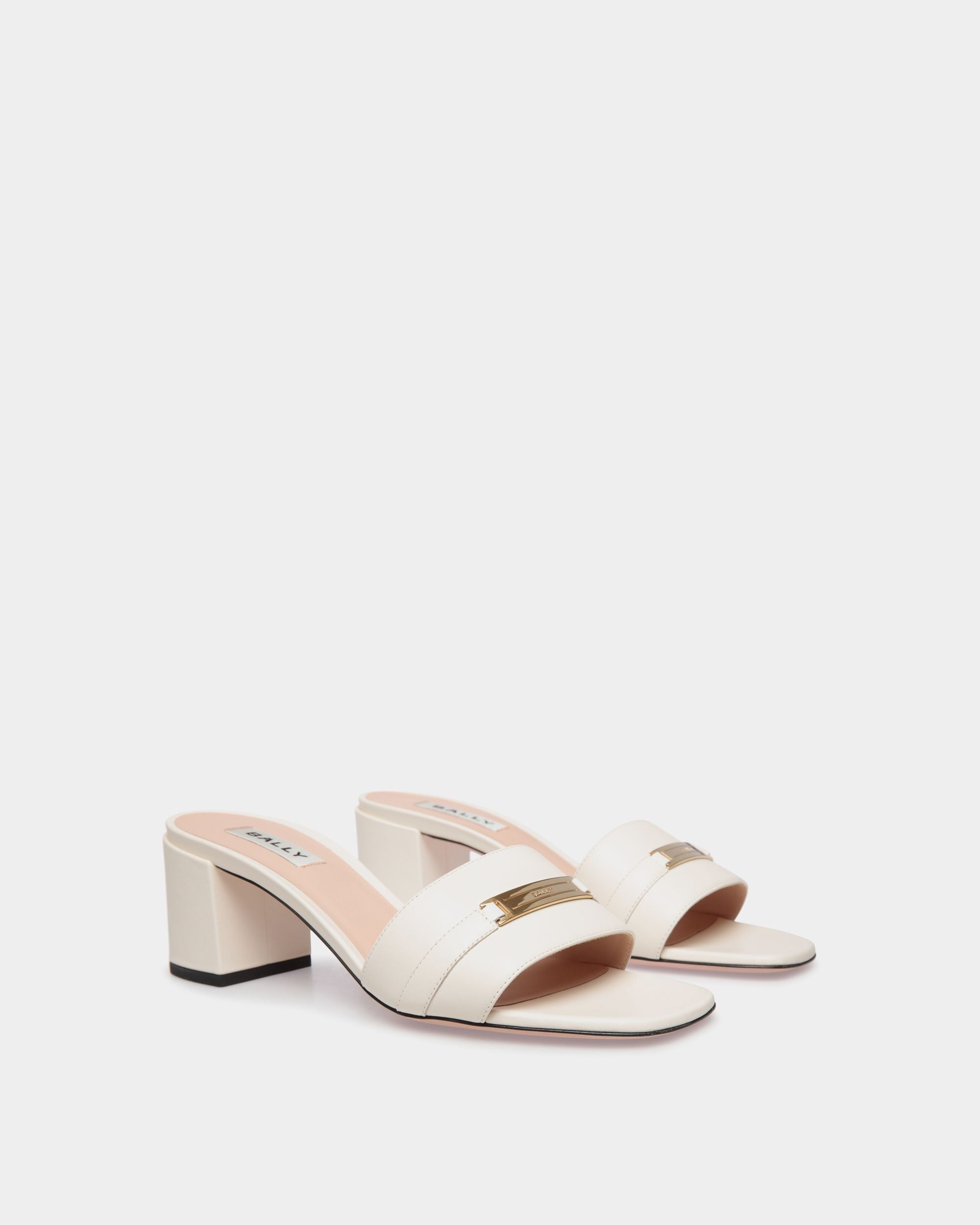 Bally Global - Sandale Deco En Cuir Blanc - Blanc