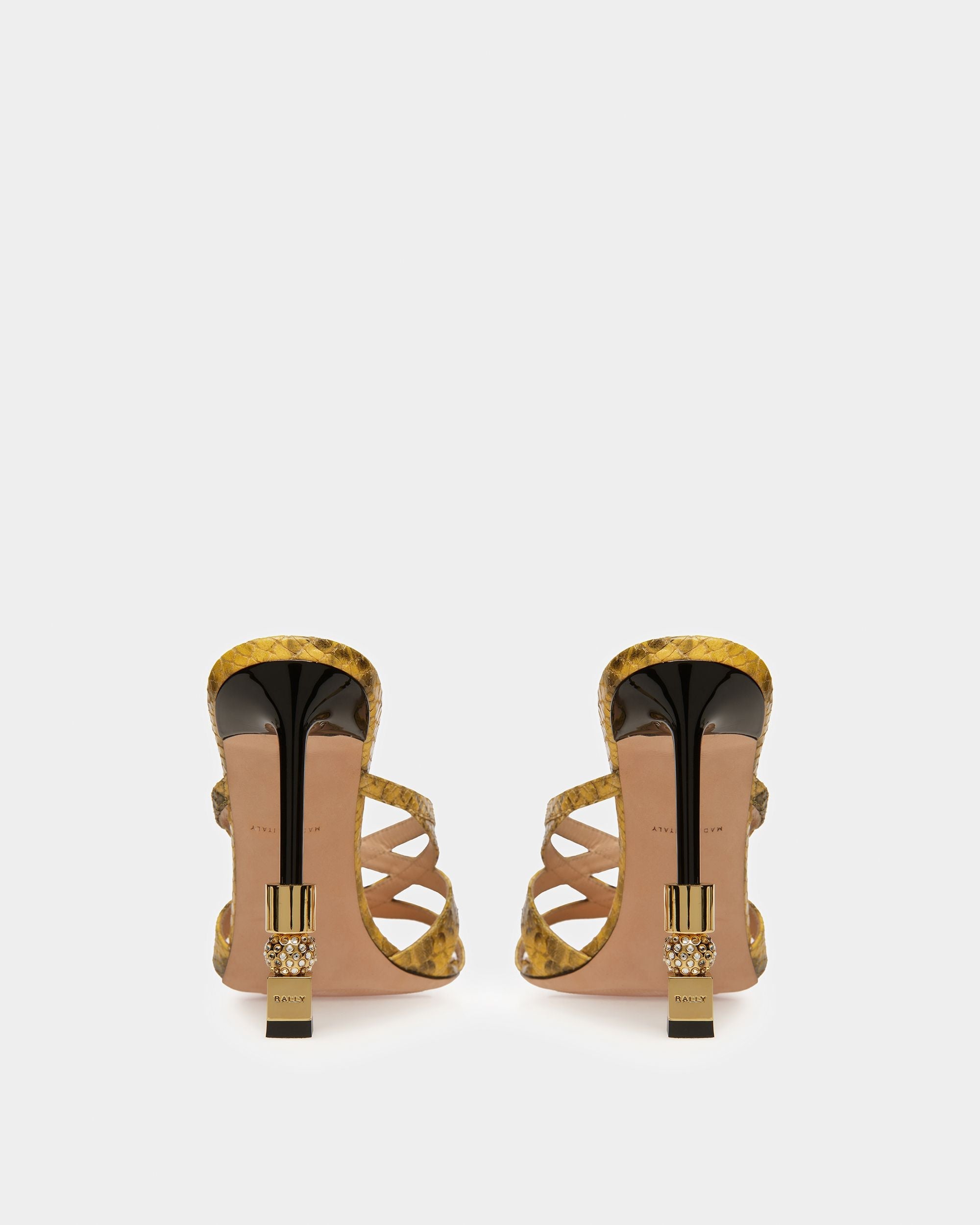 Bally Global - Sandalias Abiertas Block Con Estampado De Pitón - Amarillo