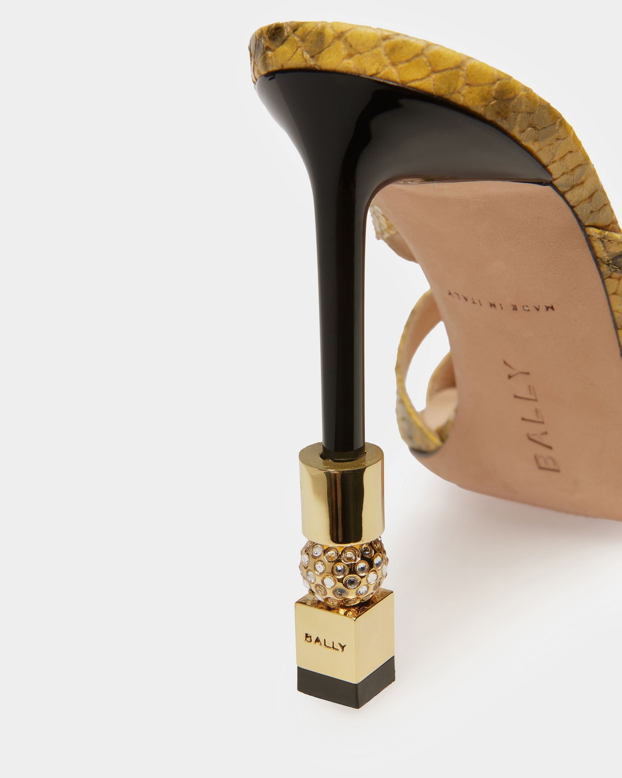 Bally Global - Sandalias Abiertas Block Con Estampado De Pitón - Amarillo