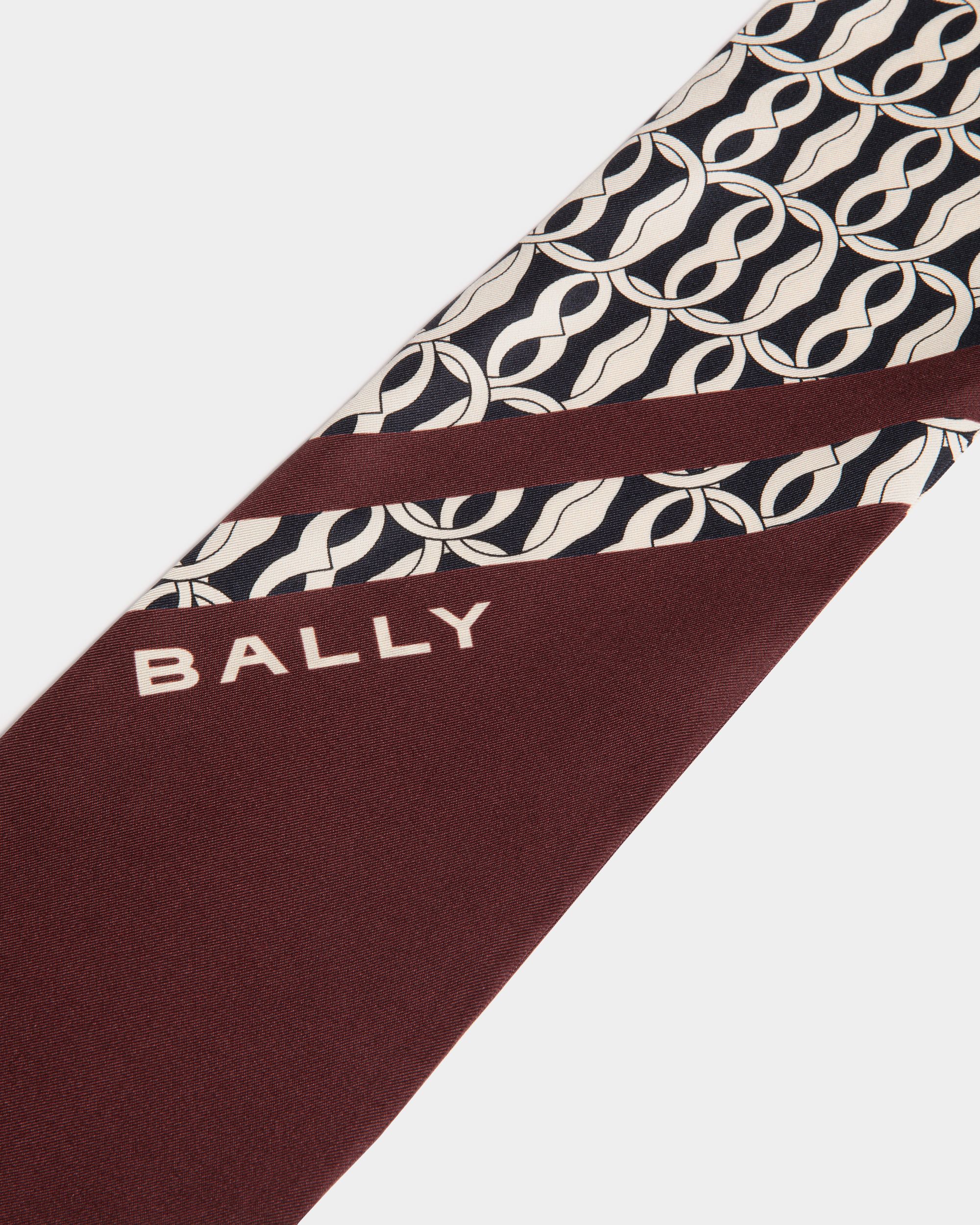 Bally Global - Neck Bow With Emblem Print In Andorra Silk - Burgundy