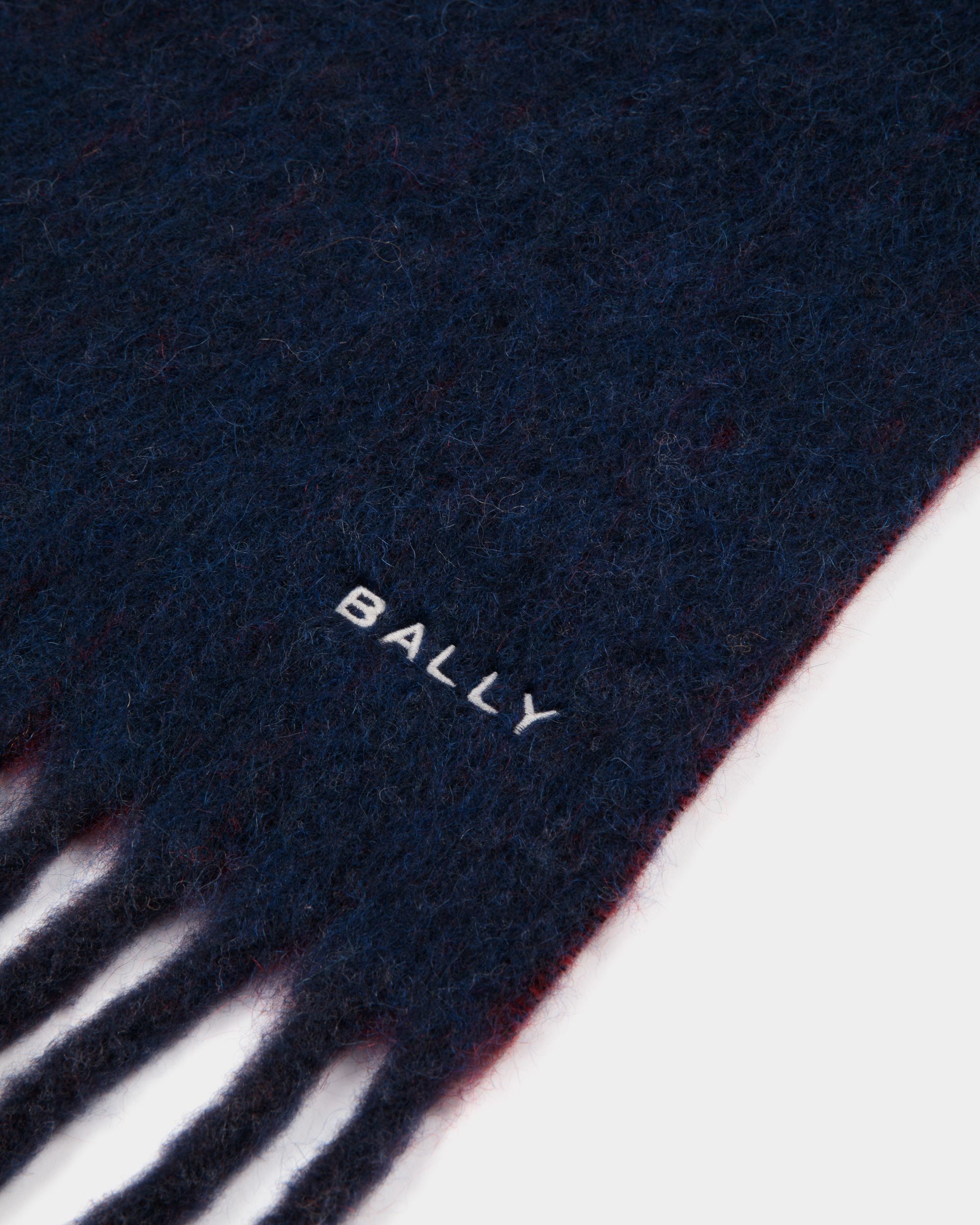 Bally Global - Écharpe En Laine Mélangée Navy Blue Et Candy Red - Multicolore