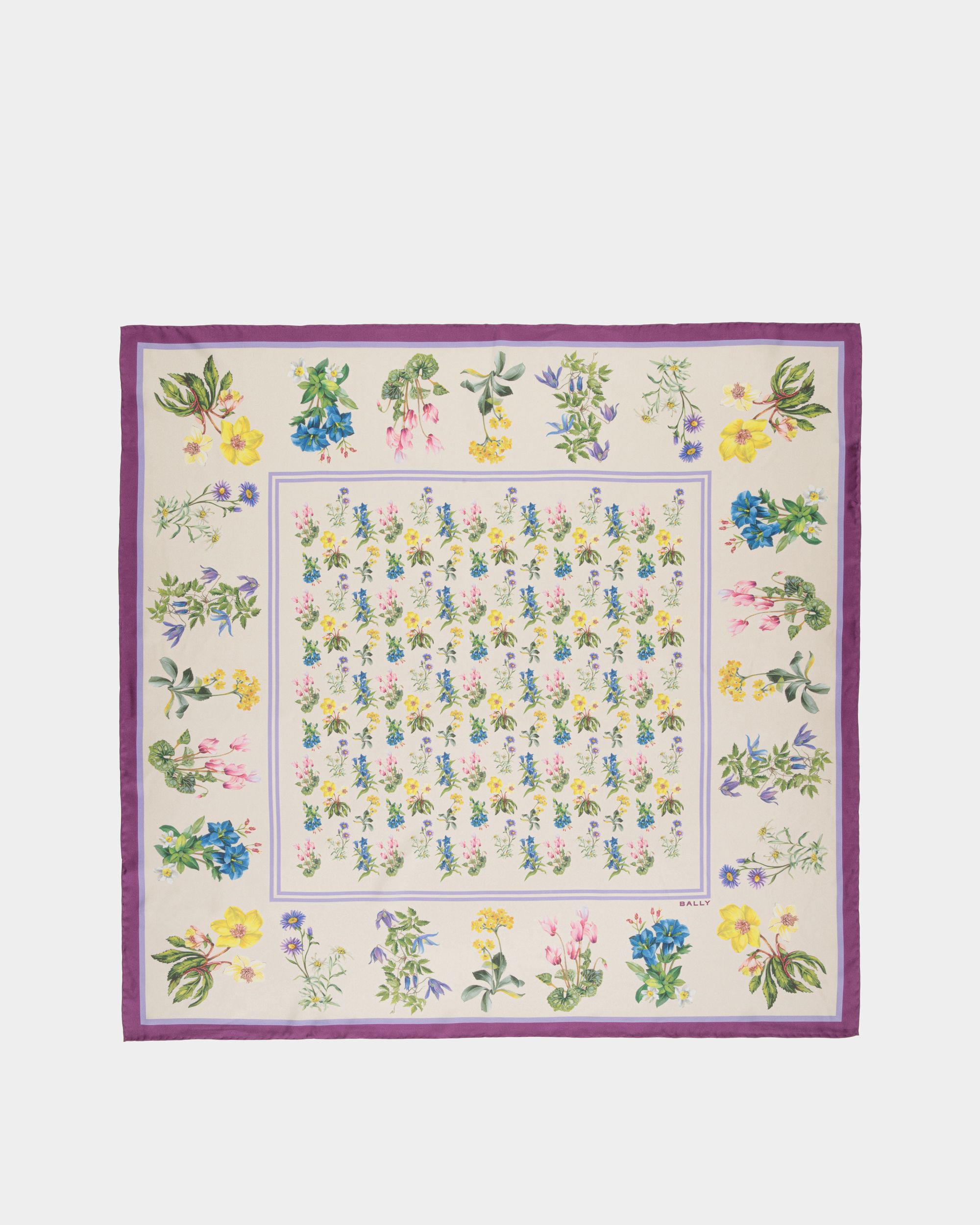 Bally Global - Foulard En Soie Imprimée Mountain Flower - Blanc