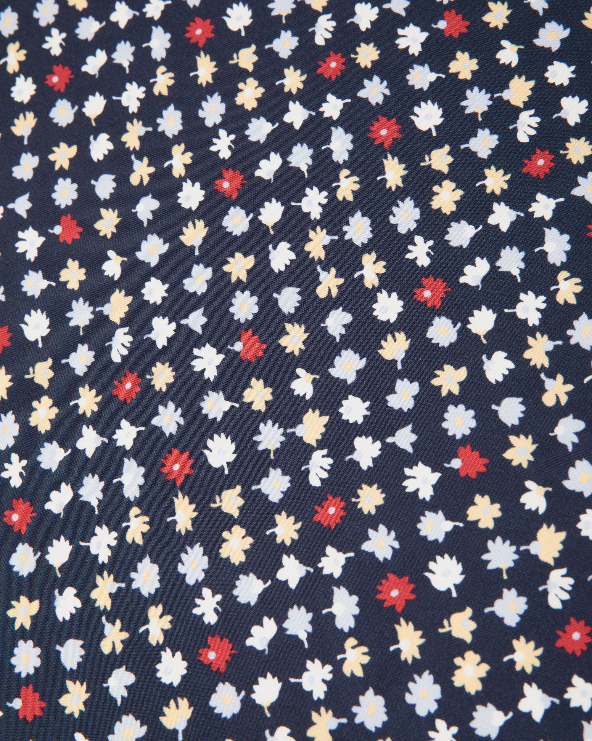Bally Global - Silk Scarf with Microflowers in Navy Blue - Blue