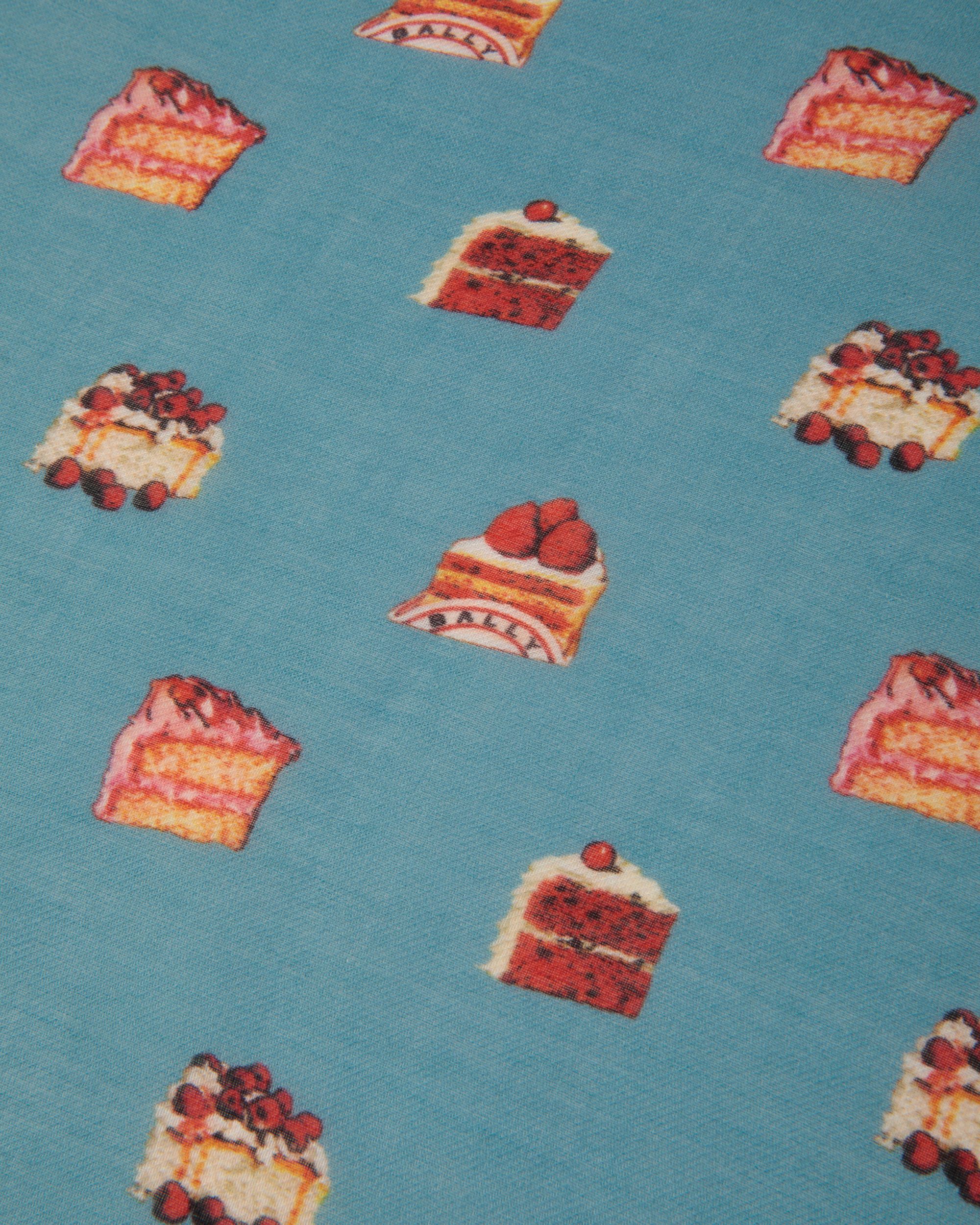 Bally Global - Scarf With a Bally Cake Print in Medium Blue Modal And Cashmere - Blue