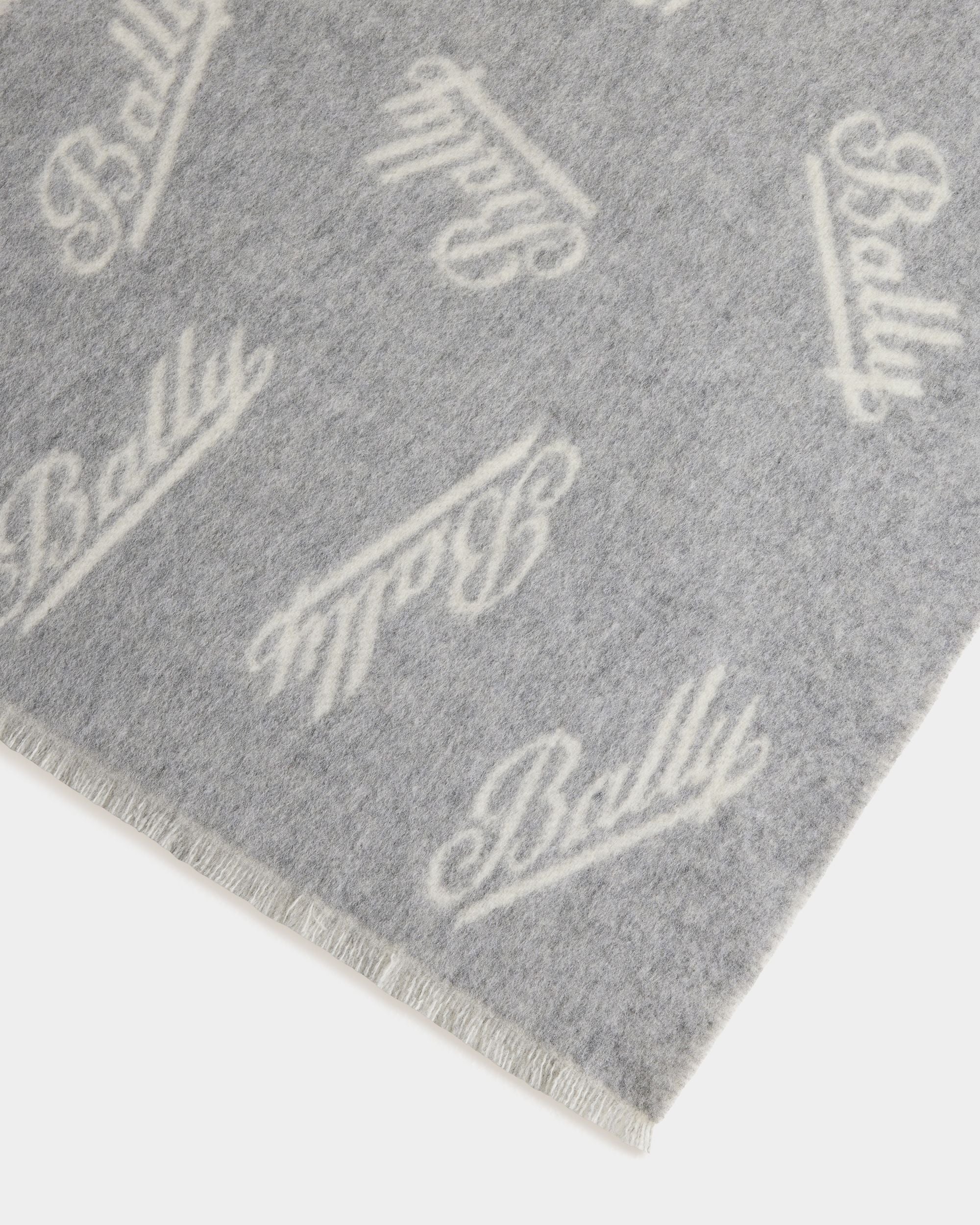 Bally Global - Scarf with a Logo Motif in Grey and White Wool - Multicolor