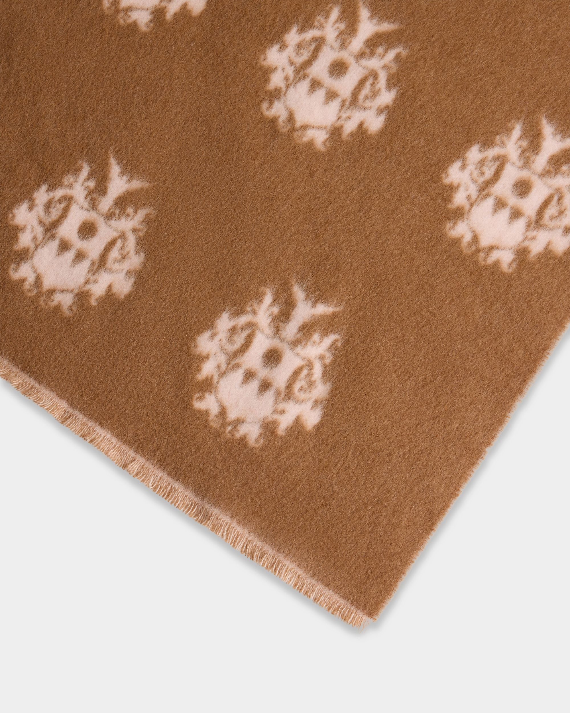Bally Global - Scarf with a Crest Motif in Brown And Dusty Petal Wool - Multicolor