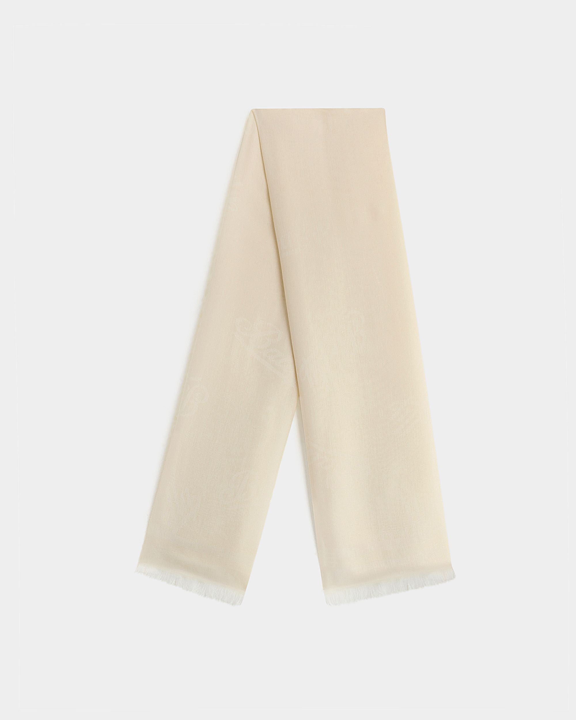 Bally Global - Écharpe En Modal Mélangé Ivory Avec Logo - Blanc