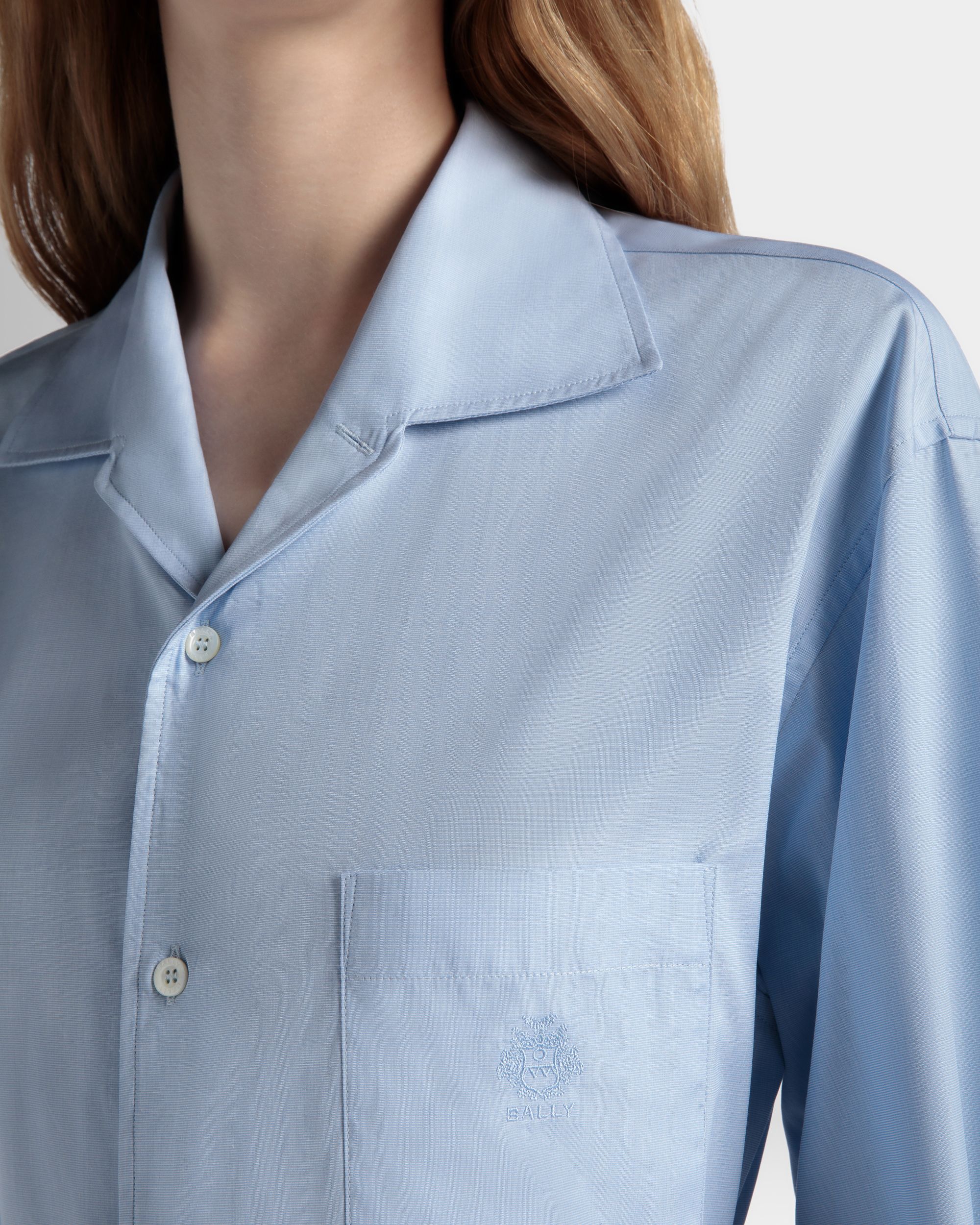 Bally Global - Long Sleeve Shirt In Light Blue Cotton - Azul