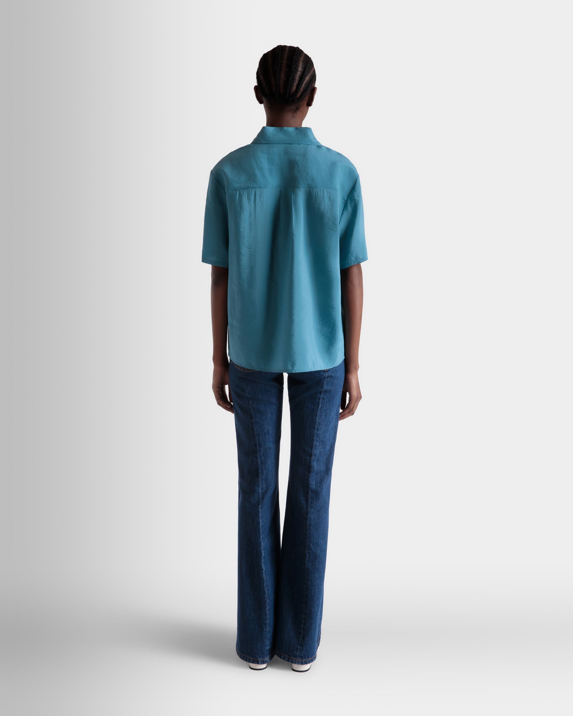 Bally Global - Camisa De Satén Medium Blue - Azul