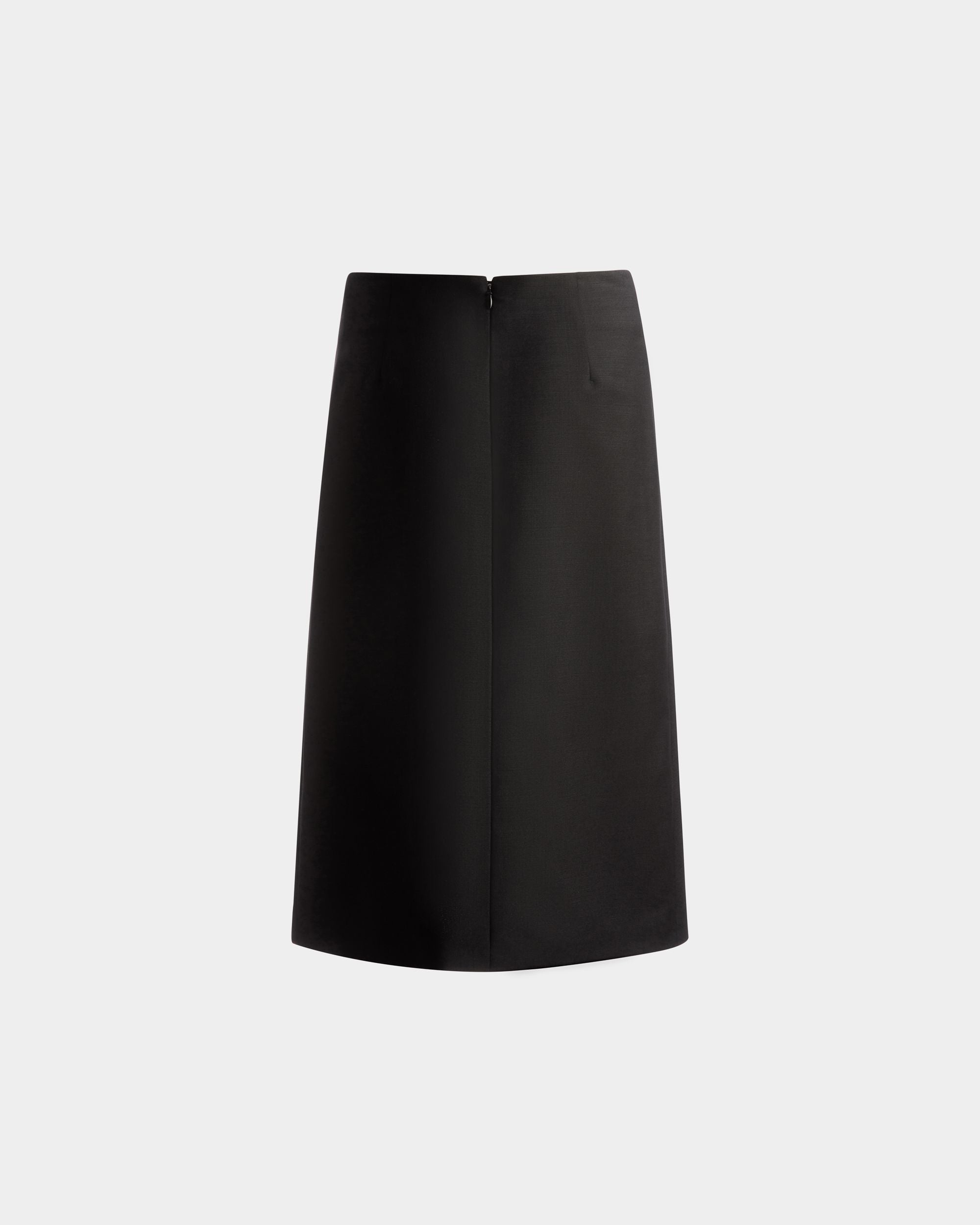 Bally Global - Knee Length Wrap Skirt In Black Mohair Wool Mix - Black