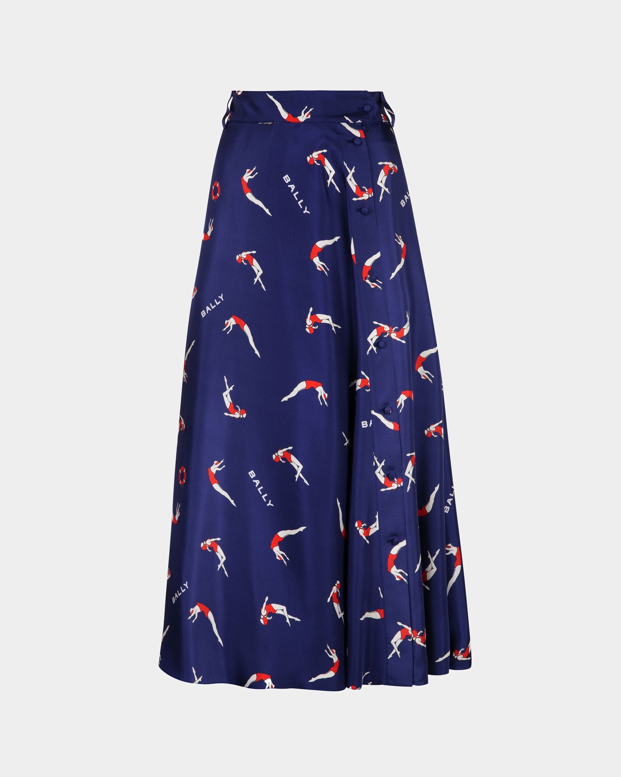 Bally Global - Printed Midi Skirt in Silk - Blue