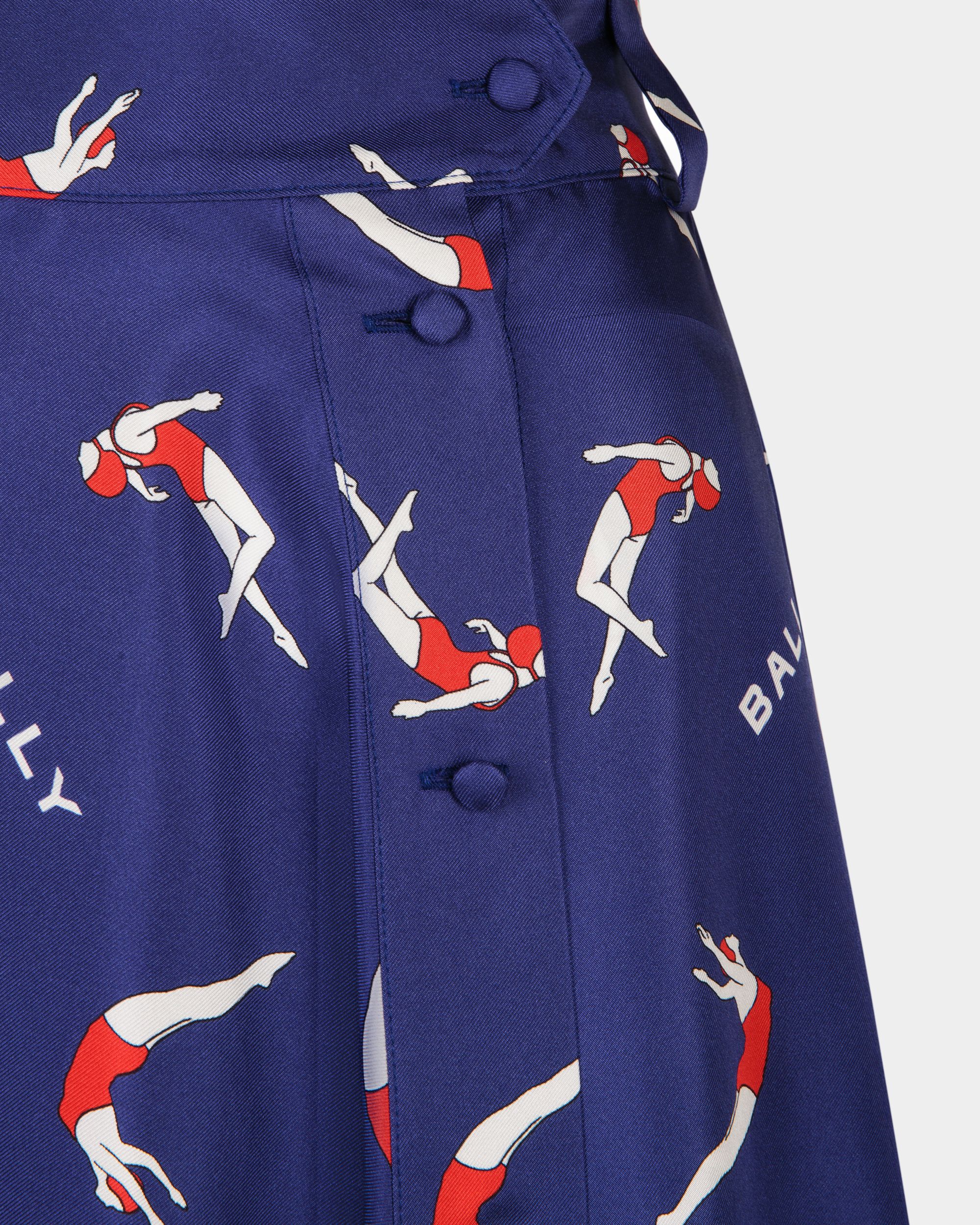 Bally Global - Printed Midi Skirt in Silk - Blue