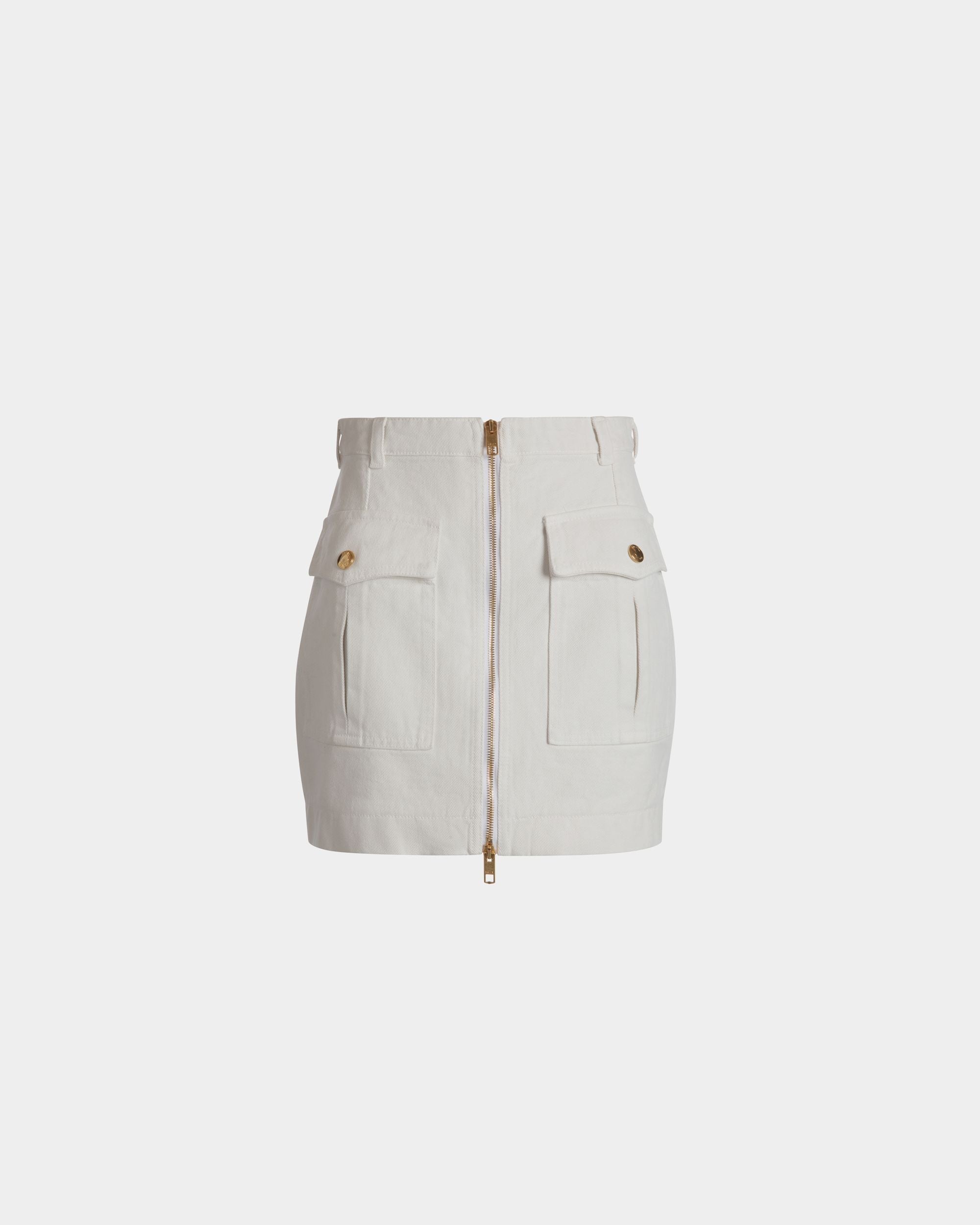 Bally Global - Minifalda En Denim Hueso - Blanco