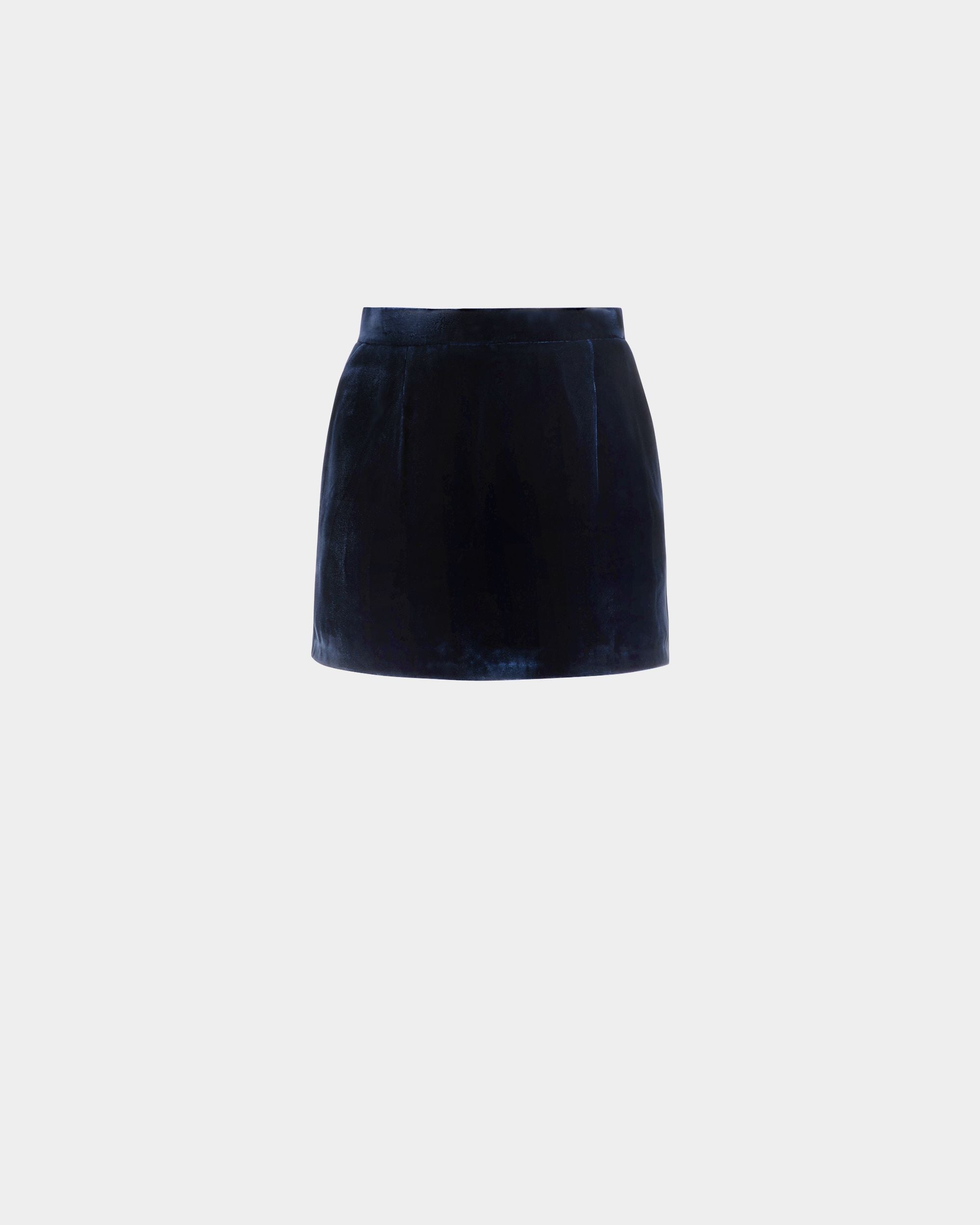 Bally Global - Minifalda De Terciopelo Azul Marino - Azul