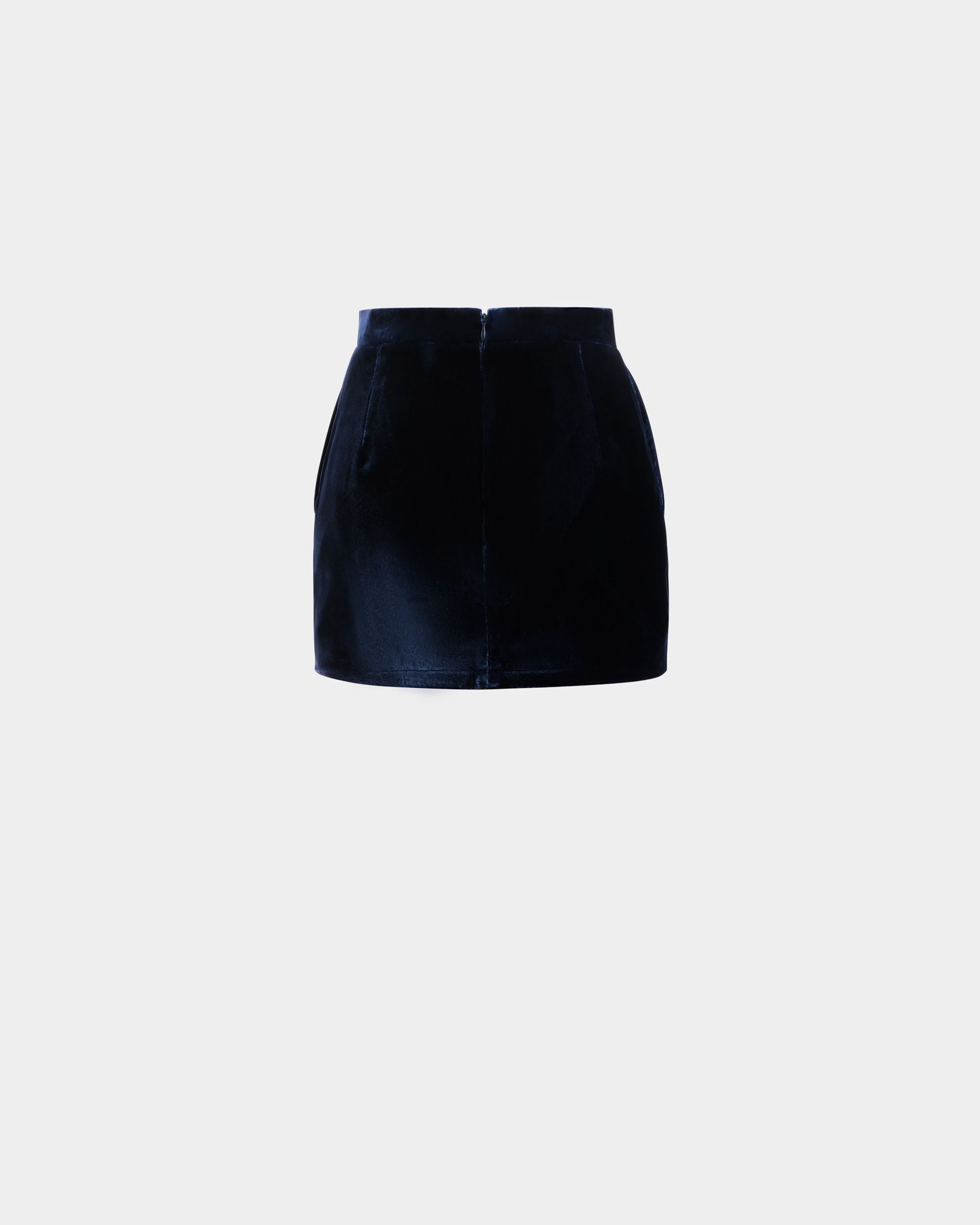 Bally Global - Minifalda De Terciopelo Azul Marino - Azul