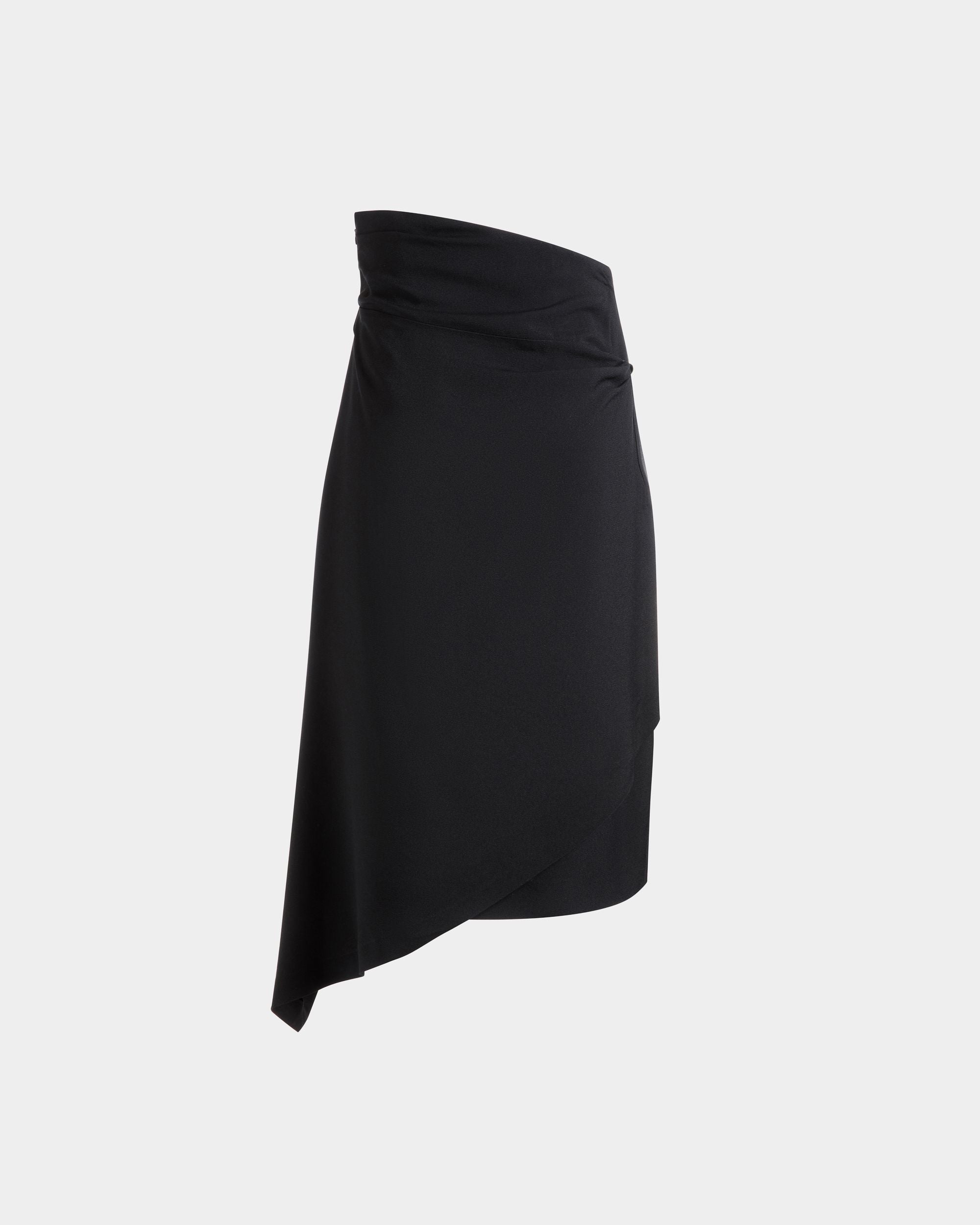 Bally Global - Asymmetric Midi Skirt in Black Fluid Crepe - Black