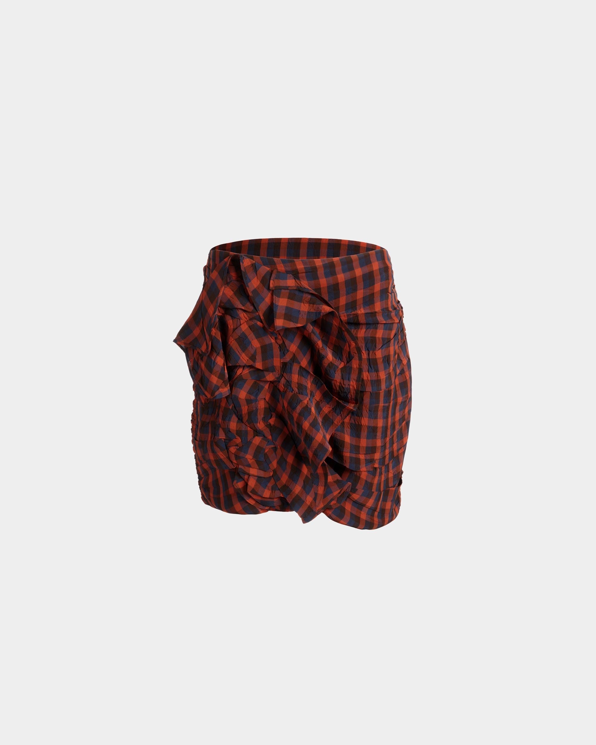 Bally Global - Printed Rouches Mini Skirt in Vichy Print Fluid Poplin - Multicolor