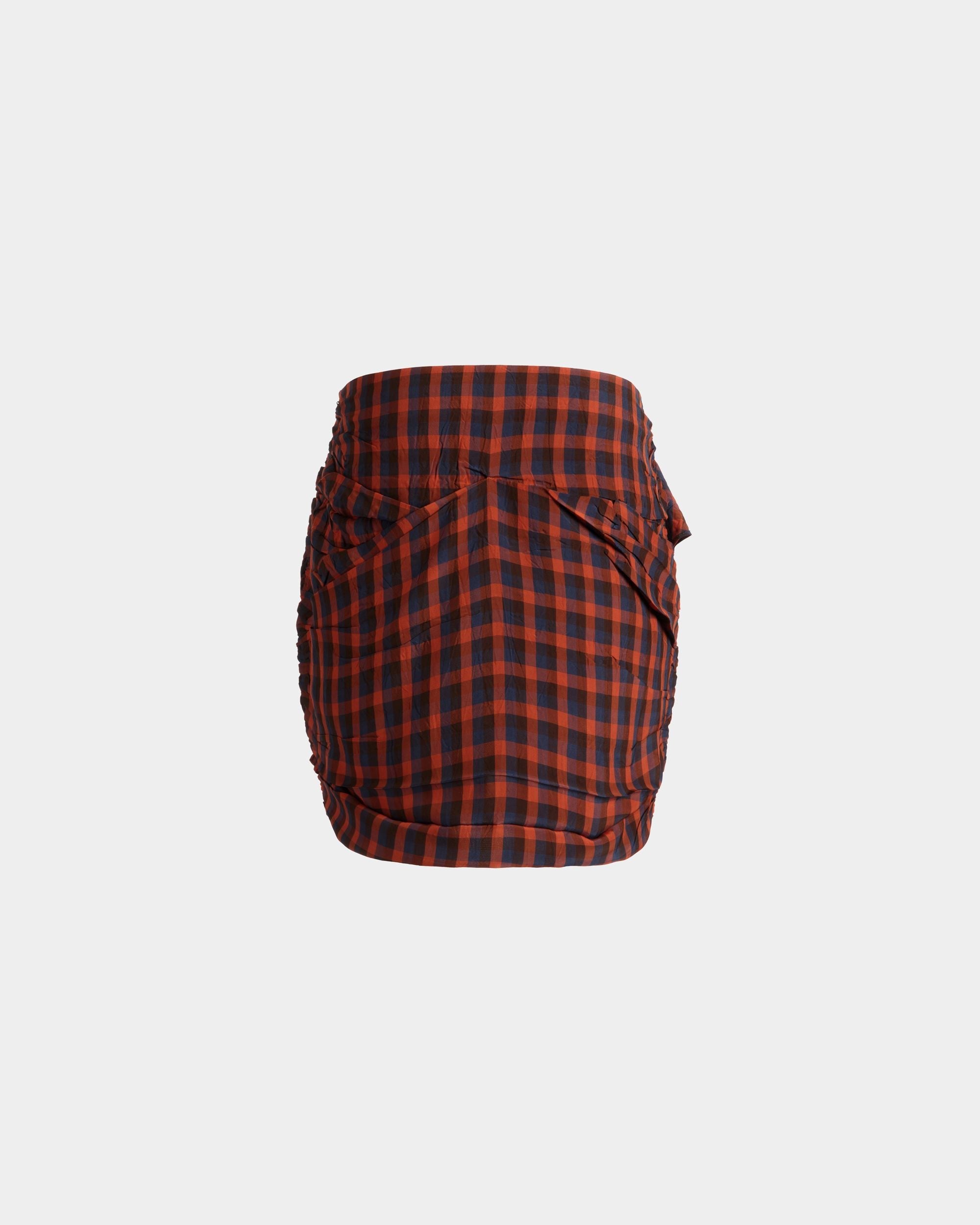 Bally Global - Printed Rouches Mini Skirt in Vichy Print Fluid Poplin - Multicolor