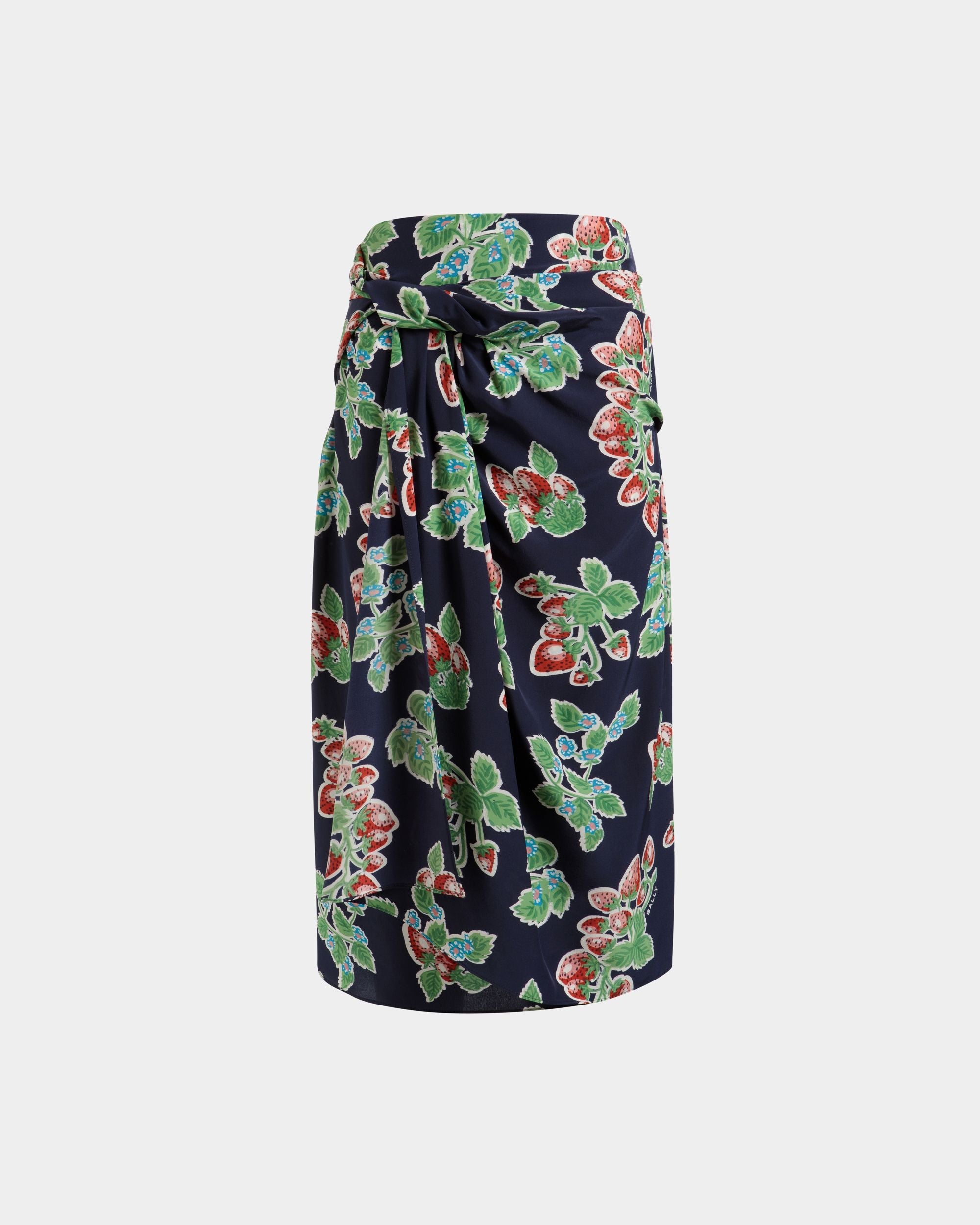 Bally Global - Printed Midi Skirt in Strawberry Print Silk - Multicolor
