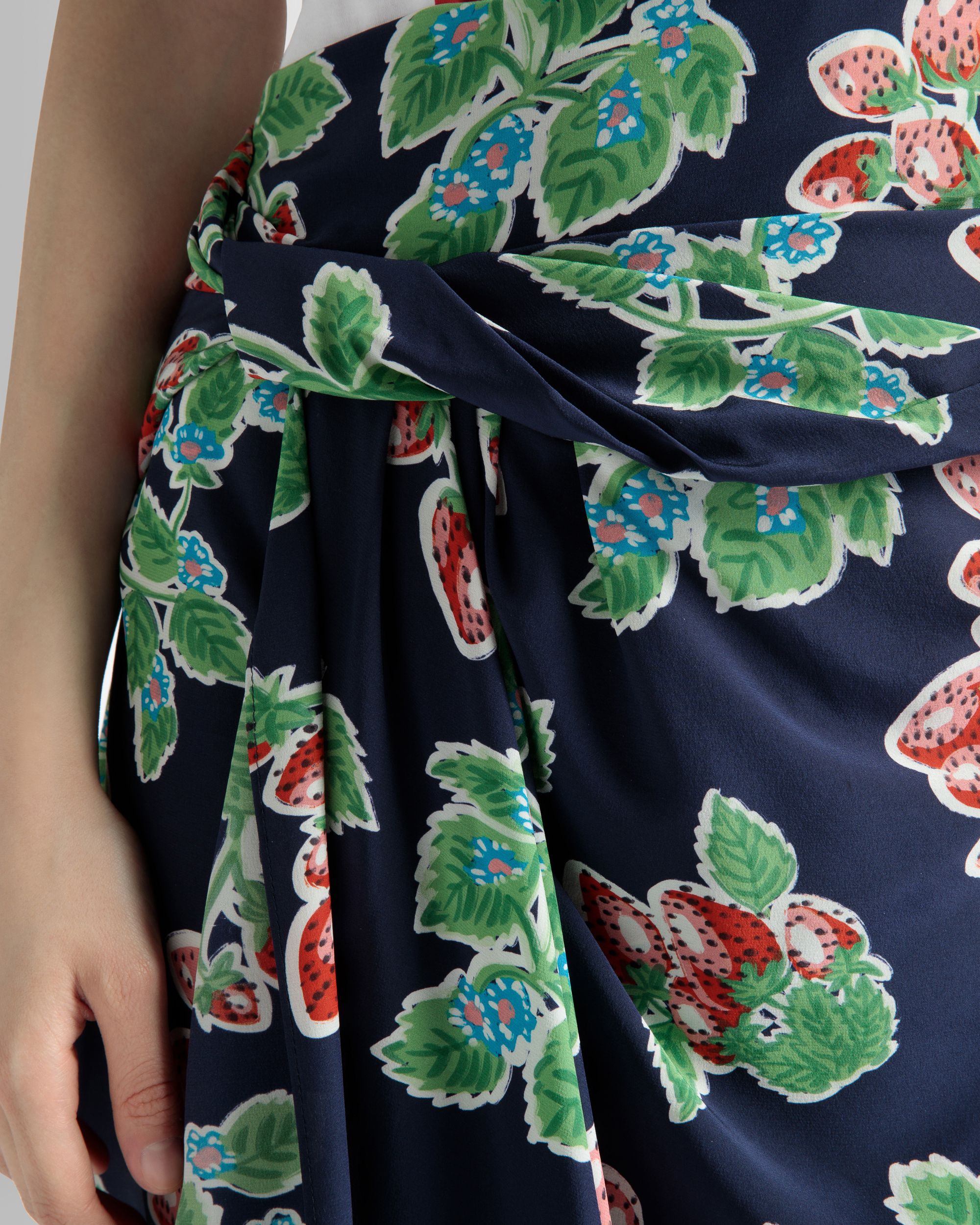 Bally Global - Printed Midi Skirt in Strawberry Print Silk - Multicolor