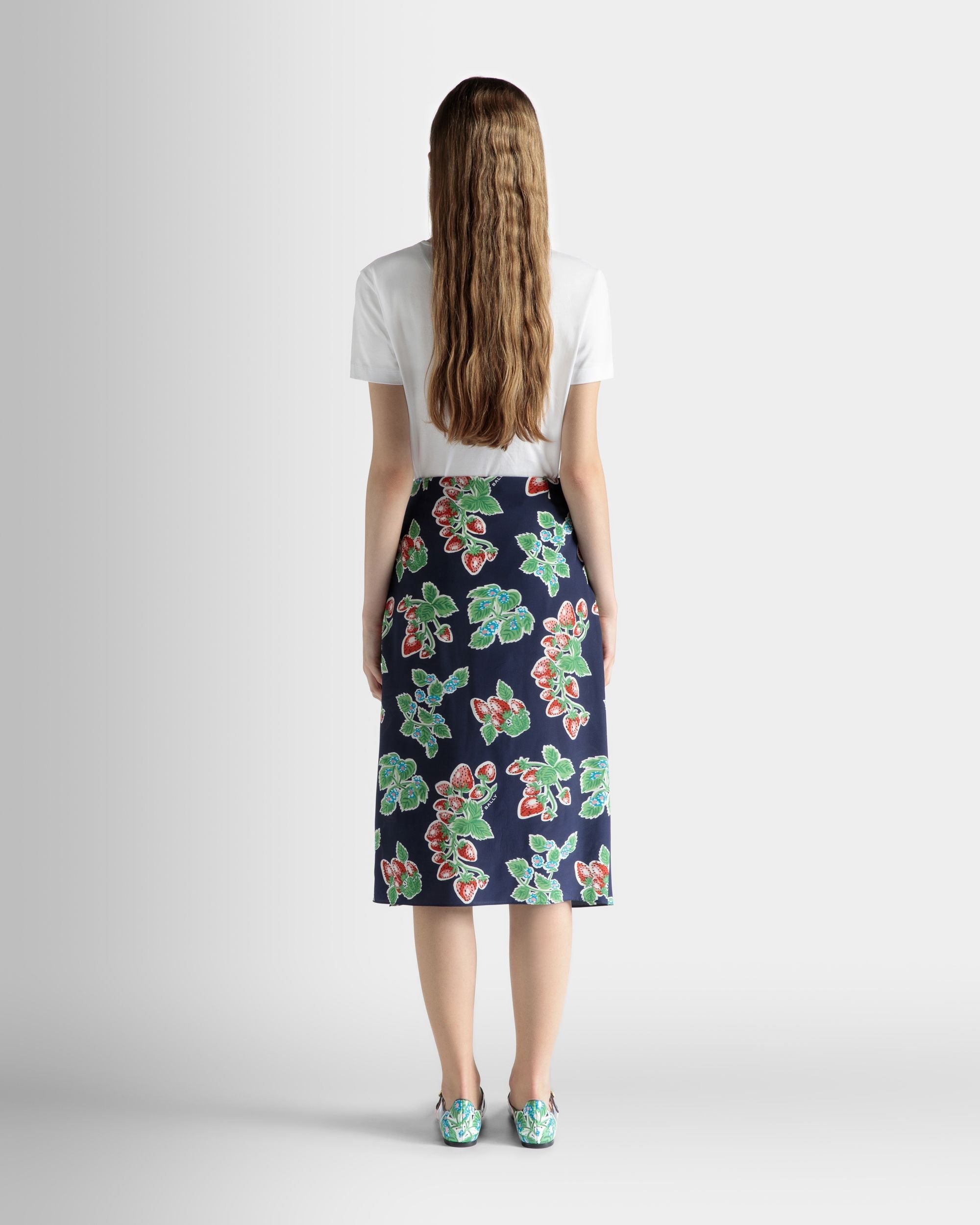 Bally Global - Printed Midi Skirt in Strawberry Print Silk - Multicolor