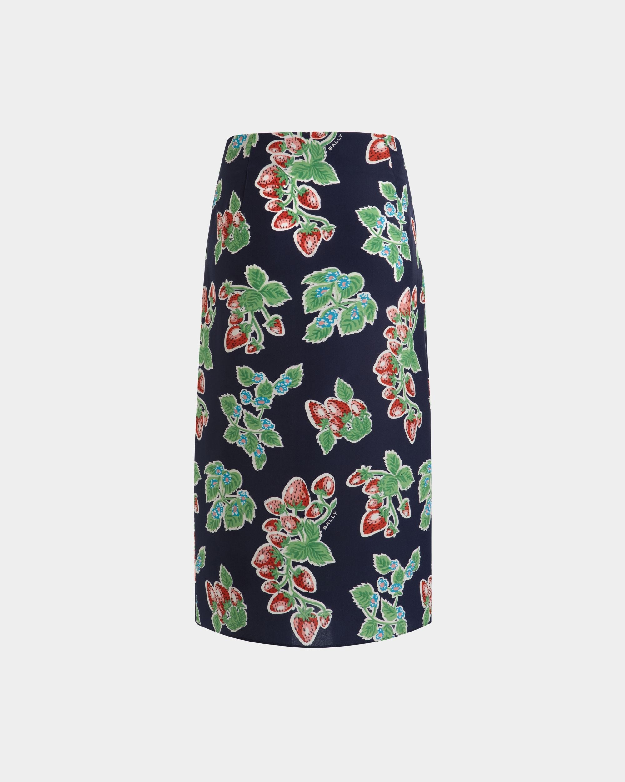 Bally Global - Printed Midi Skirt in Strawberry Print Silk - Multicolor