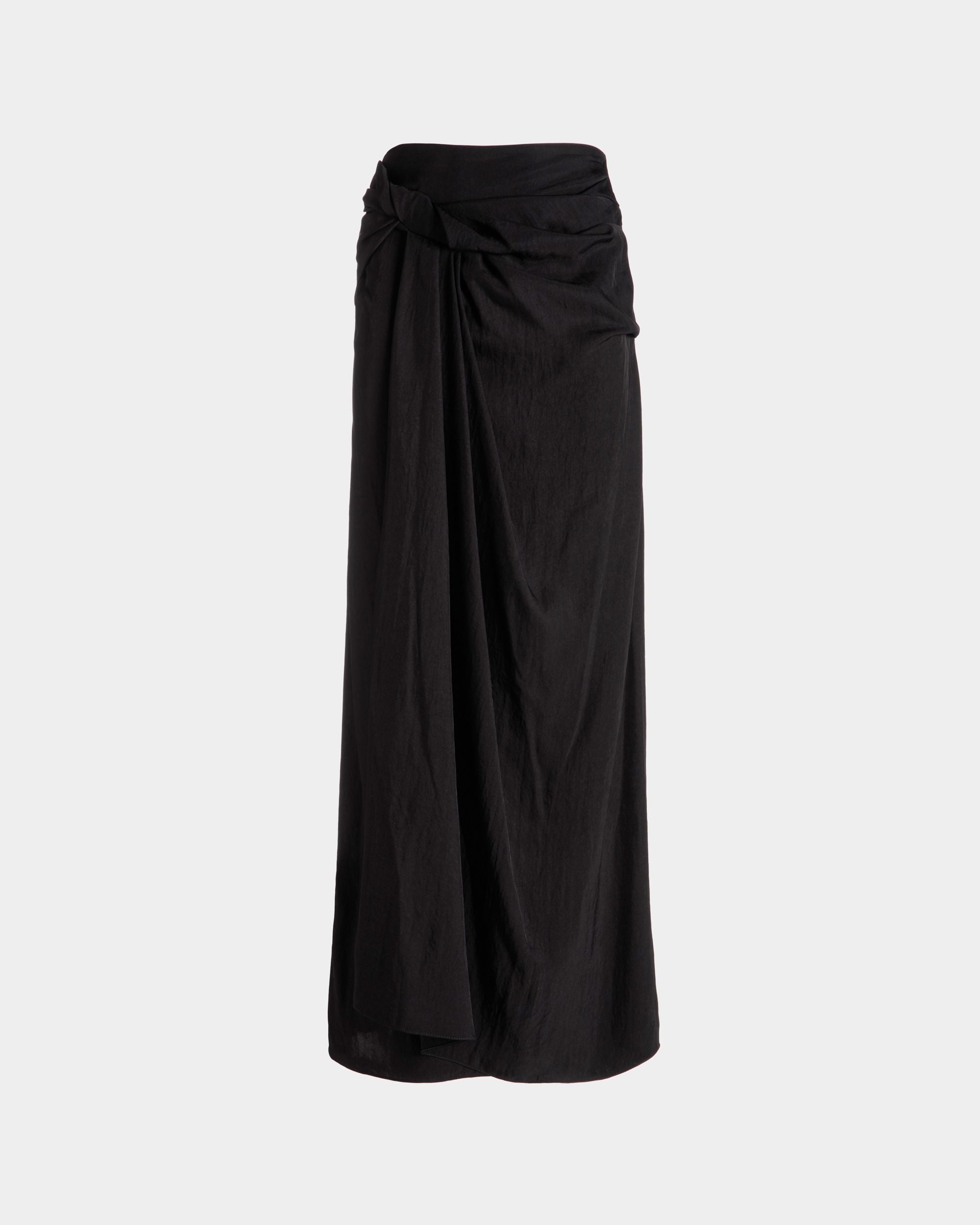 Bally Global - Draped Long Skirt In Black Fluid Twill - Black